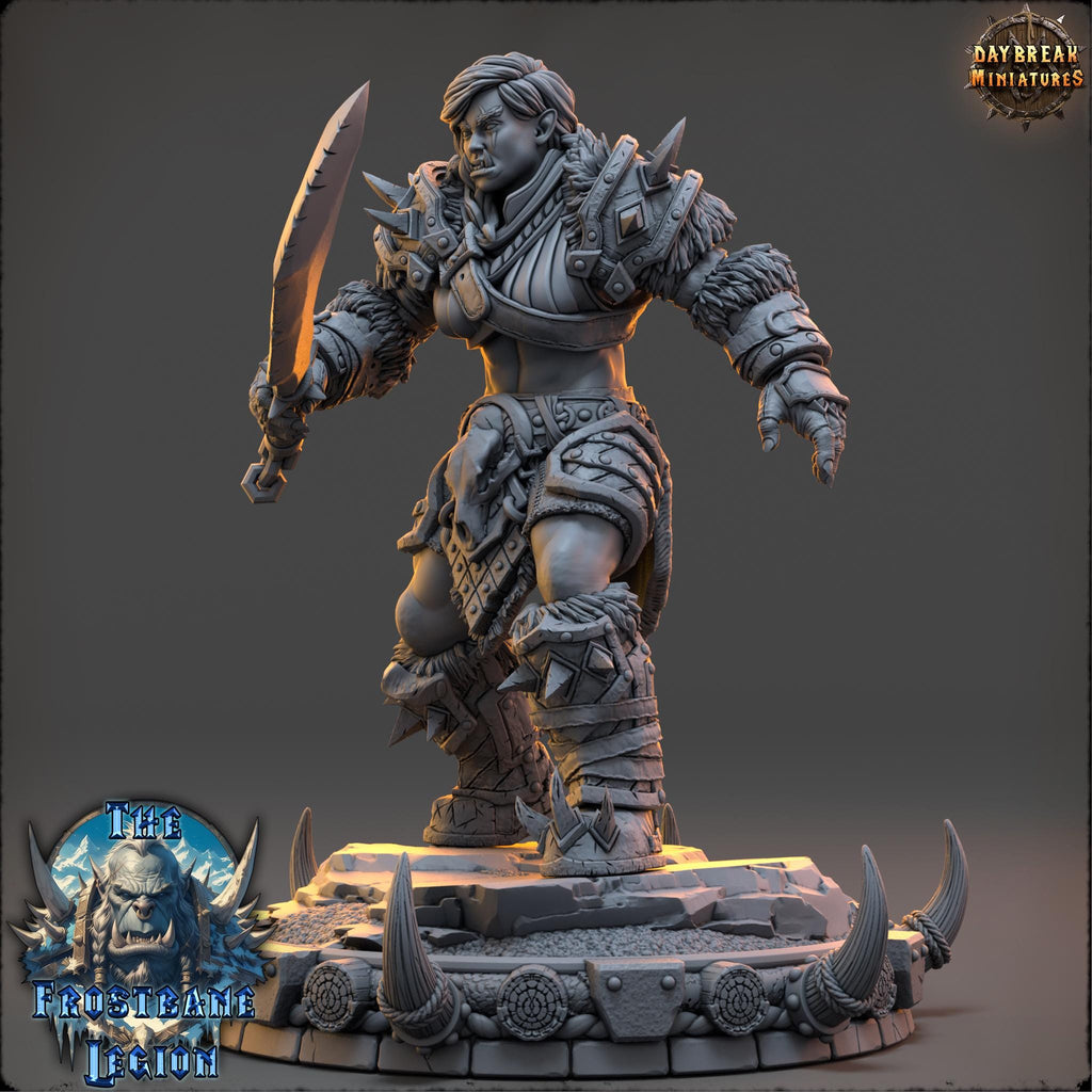 Syrka the Blizzardborn | Daybreak Miniatures | The Frostbane Legion | RESIN | Fantasy | Horror | Wargaming | RPG | Gaming Miniature | Orcs