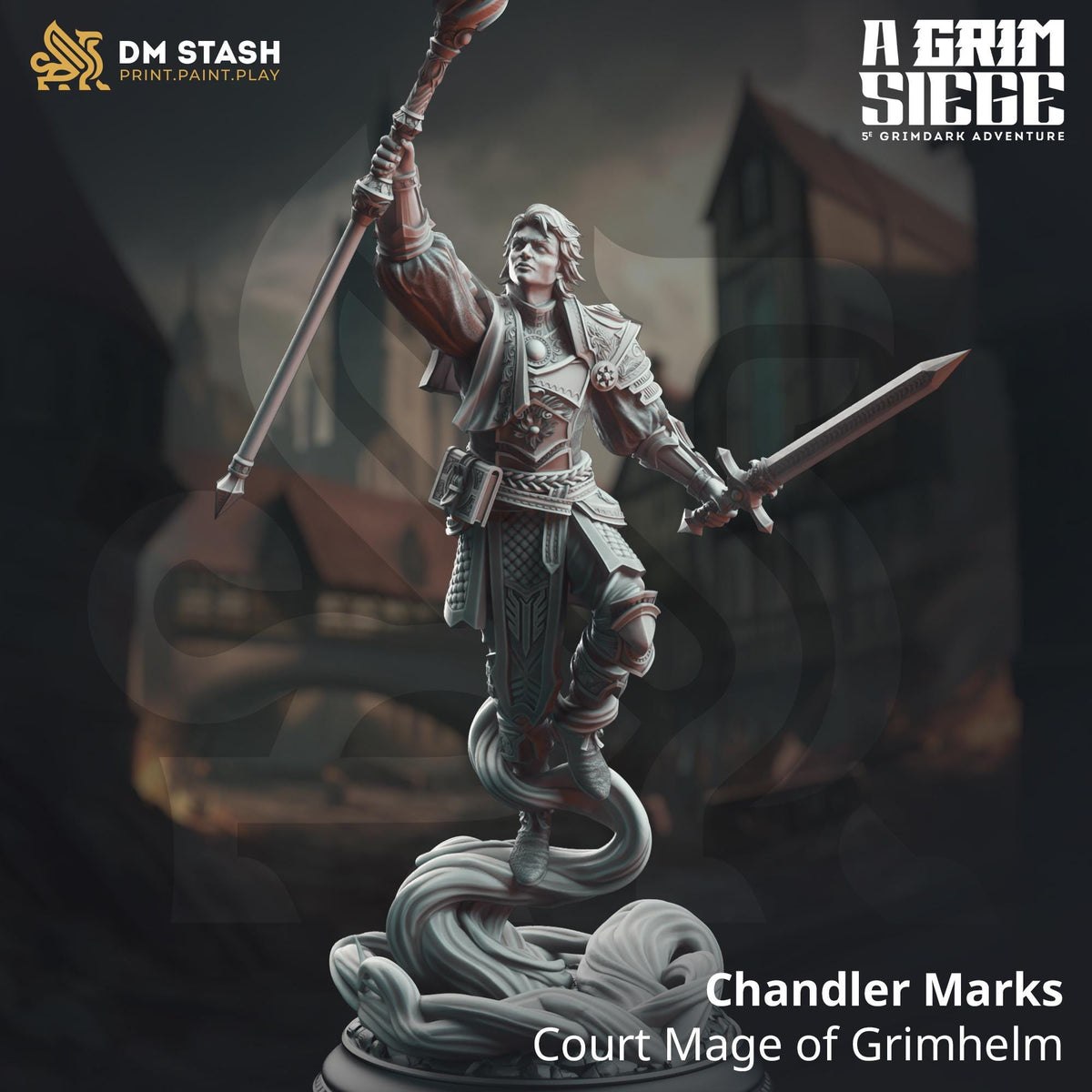 Chandler Marks - Court Mage of Grimhelm | DM Stash | A Grim Siege | Fantasy | DnD | RPG | Tabletop | Gaming | Miniature