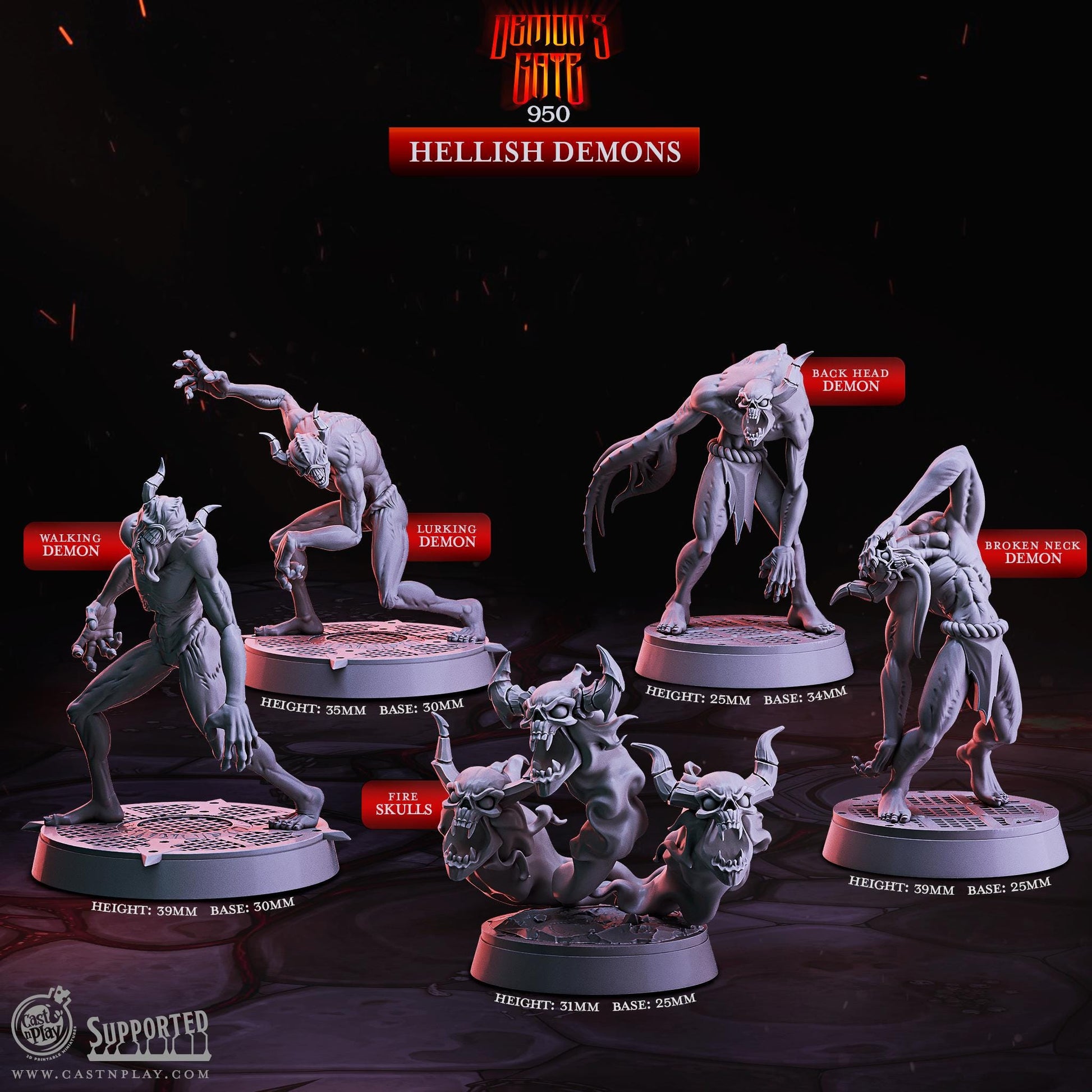 Hellish Demons | Cast n Play | Demons Gate | NPCs | RESIN | Fantasy | Horror | RPG | Gaming Miniatures | Monster Model | Demon