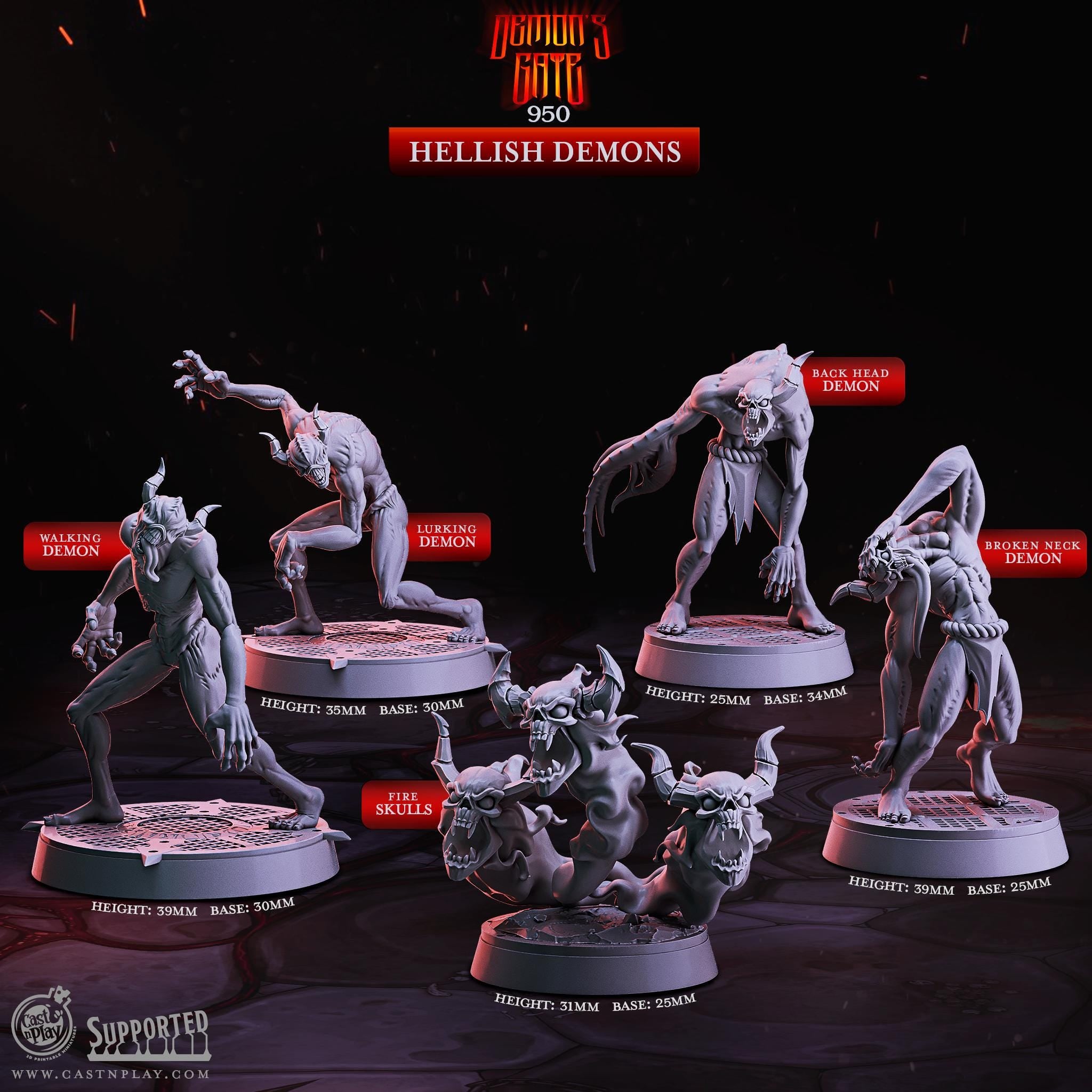 Hellish Demons | Cast n Play | Demons Gate | NPCs | RESIN | Fantasy | Horror | RPG | Gaming Miniatures | Monster Model | Demon