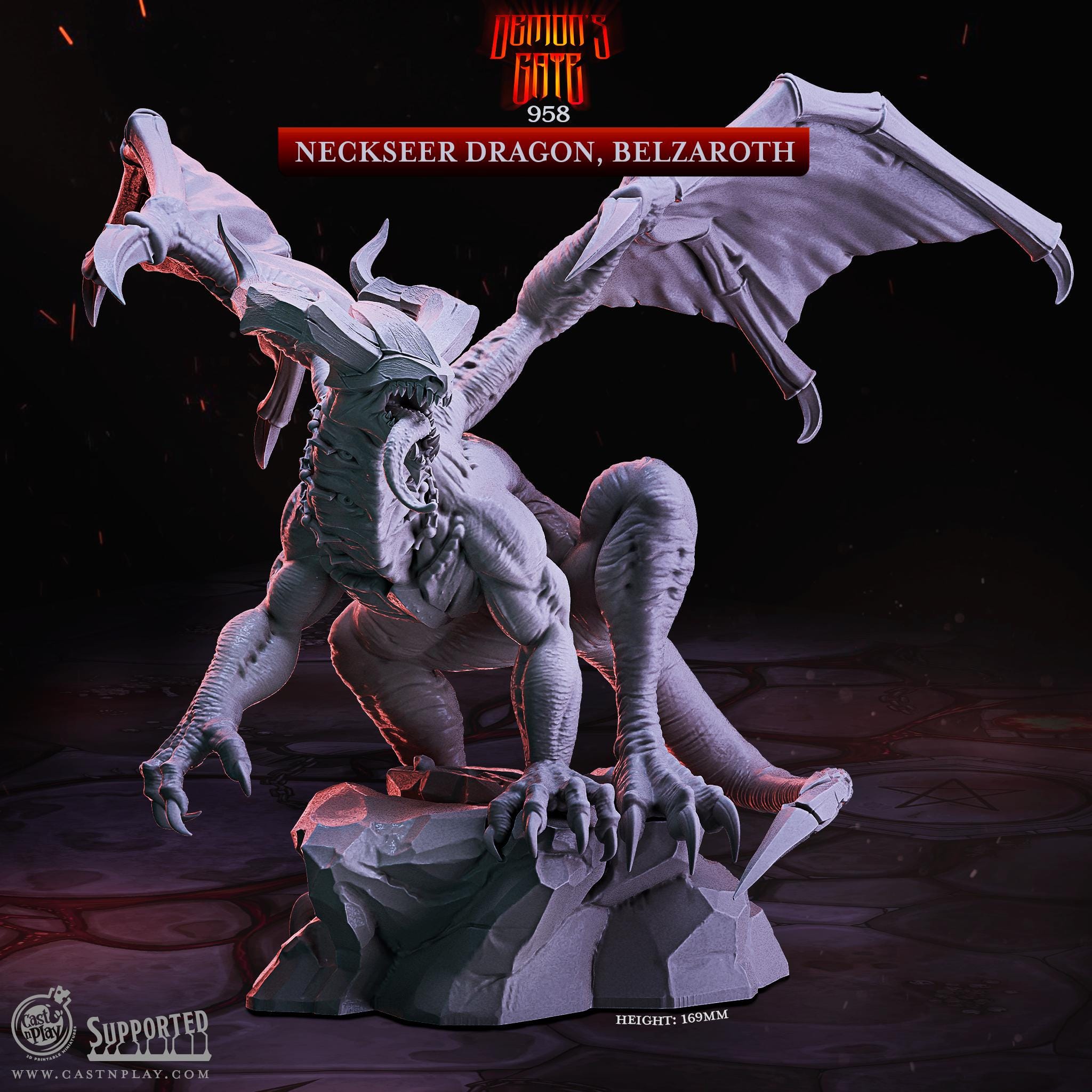 Neckseer Dragon, Belzaroth | Cast n Play | Demons Gate | NPCs | RESIN | Fantasy | Horror | RPG | Gaming Miniatures | Monster Model | BBEG