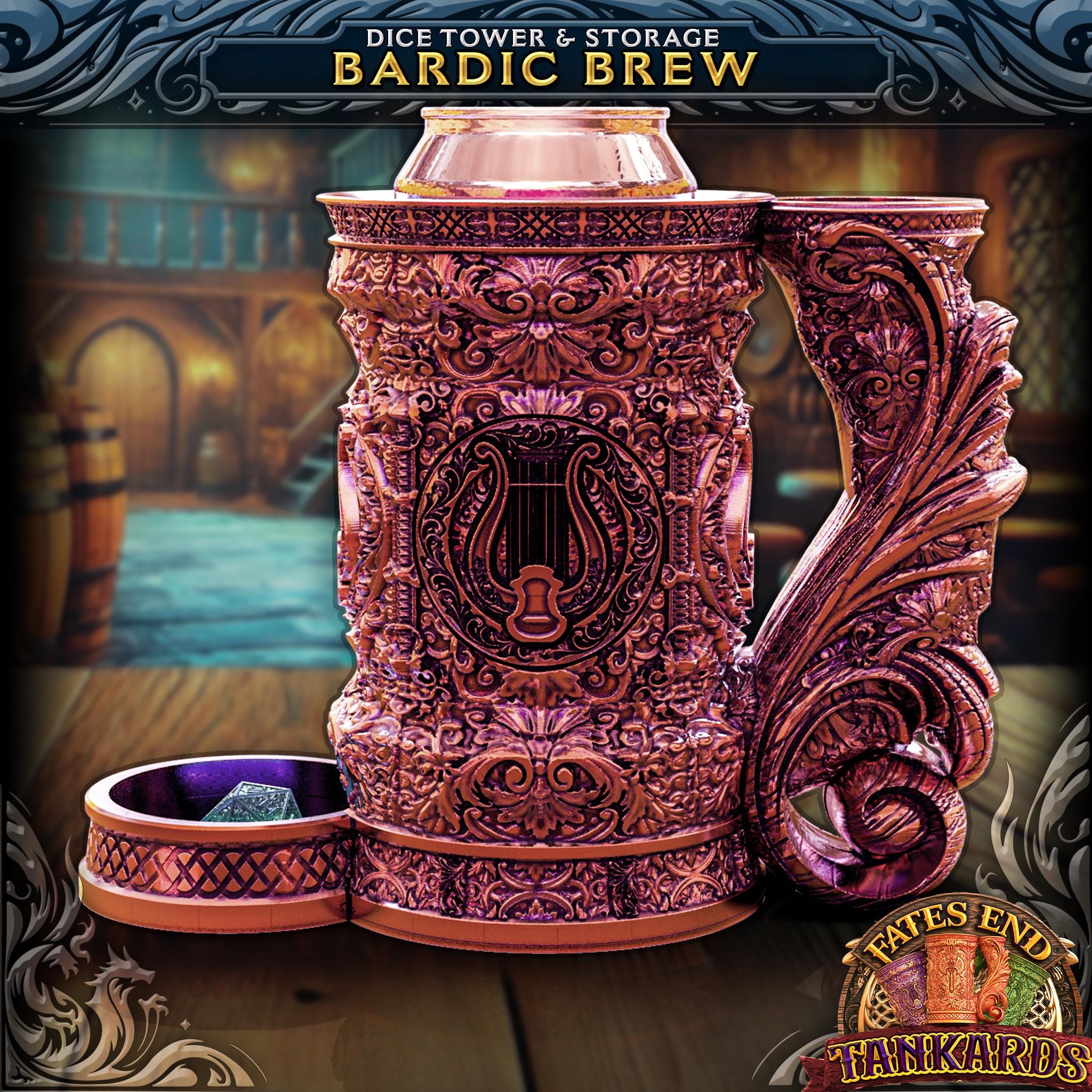 Bard Tankard - Can Holder Dice Tower and Dice Vault | Fates End | Roleplay Games | Gamer Gift | Mug