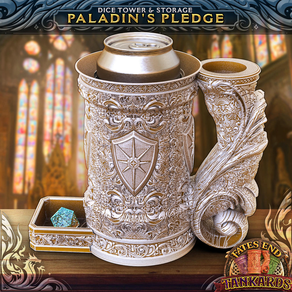 Paladin Tankard - Can Holder Dice Tower and Dice Vault | Fates End | Roleplay Games | Gamer Gift | Mug