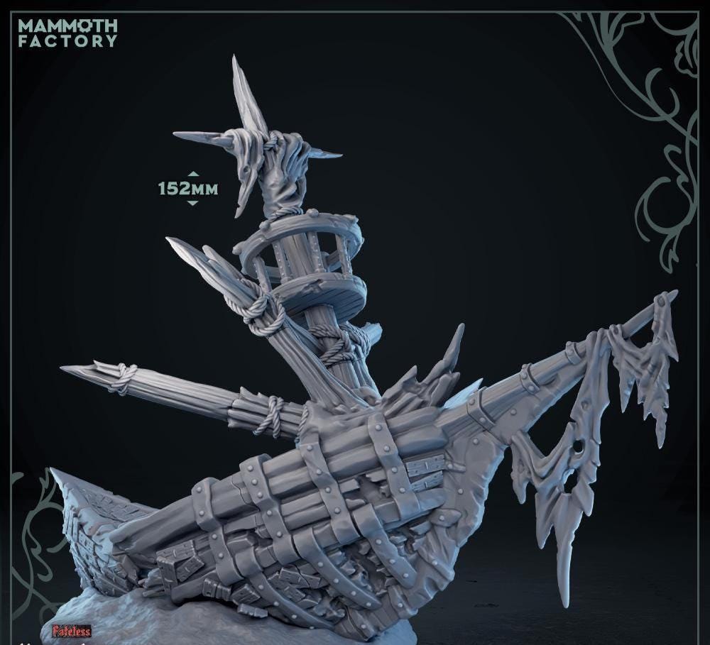 Ghost Shipwreck | Mammoth Factory | Voice Under the Sea | RESIN | Fantasy | DnD | RPG | Tabletop | Gaming | Miniatures | Terrain