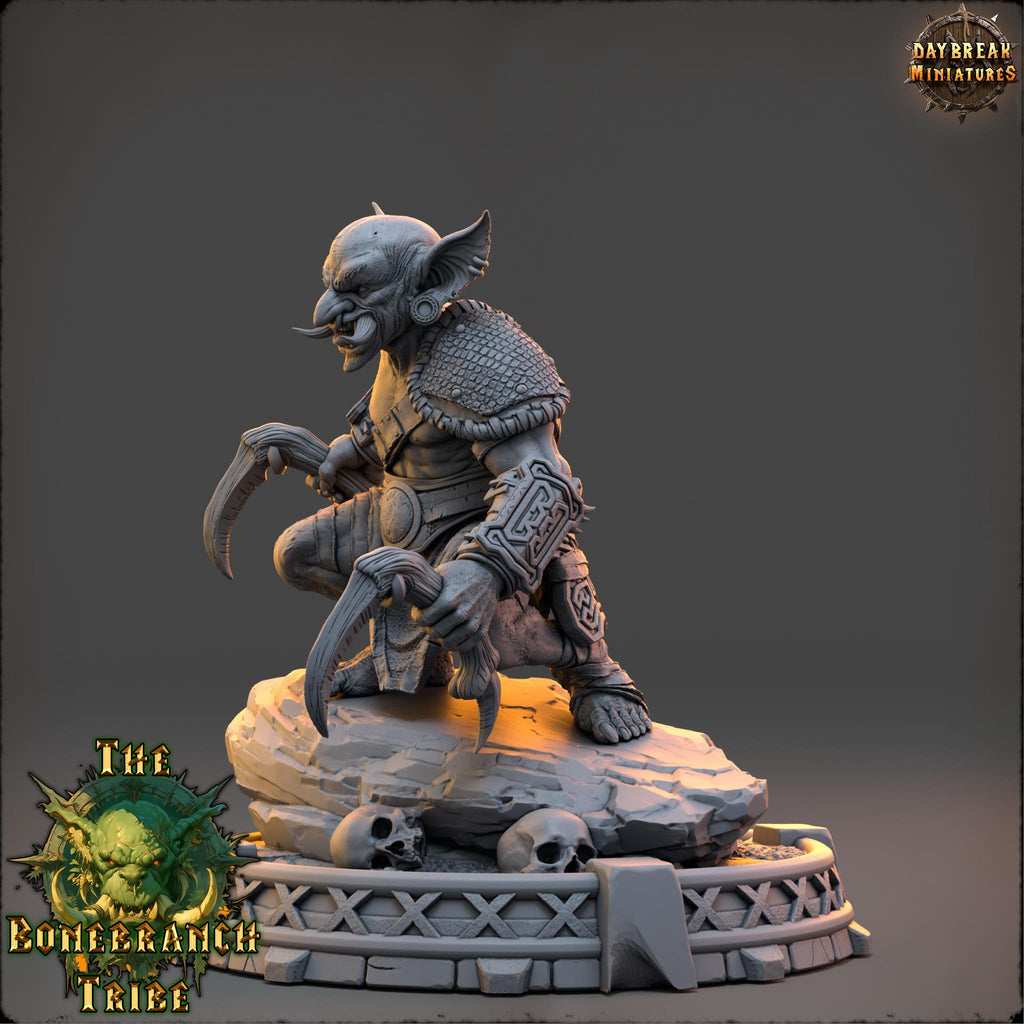 Thrizz Sharpnose | Daybreak Miniatures | Bonebranch Tribe | RESIN | Fantasy | Horror | Wargaming | RPG | DnD | Gaming | Goblin