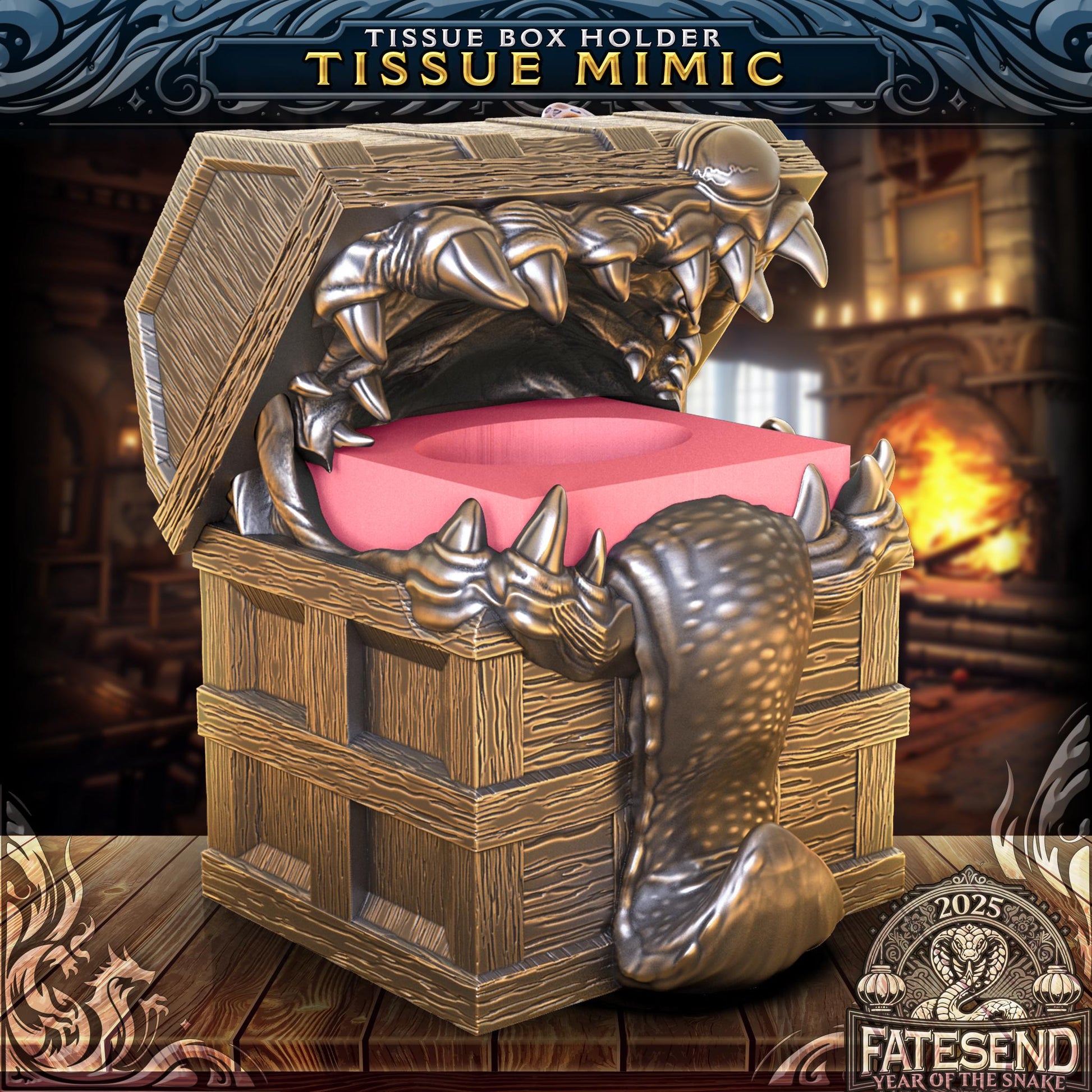 Mimic Tisue Box Holder | Fates End | 3D Print | Fantasy | Gamer Gift