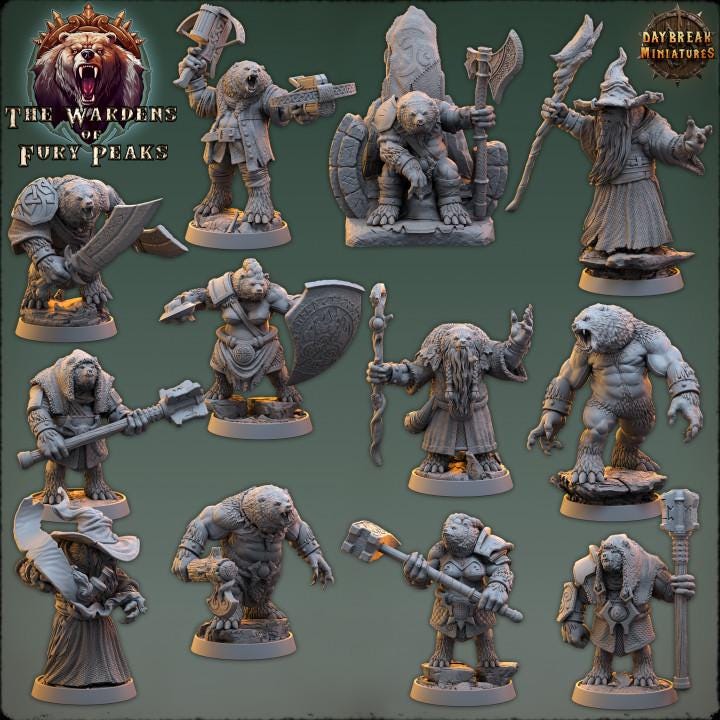 Harkan Roarer | Daybreak Miniatures | Wardens of Fury Peaks | RESIN | Fantasy | Horror | Wargaming | RPG | DnD | Gaming Miniature | Ursine