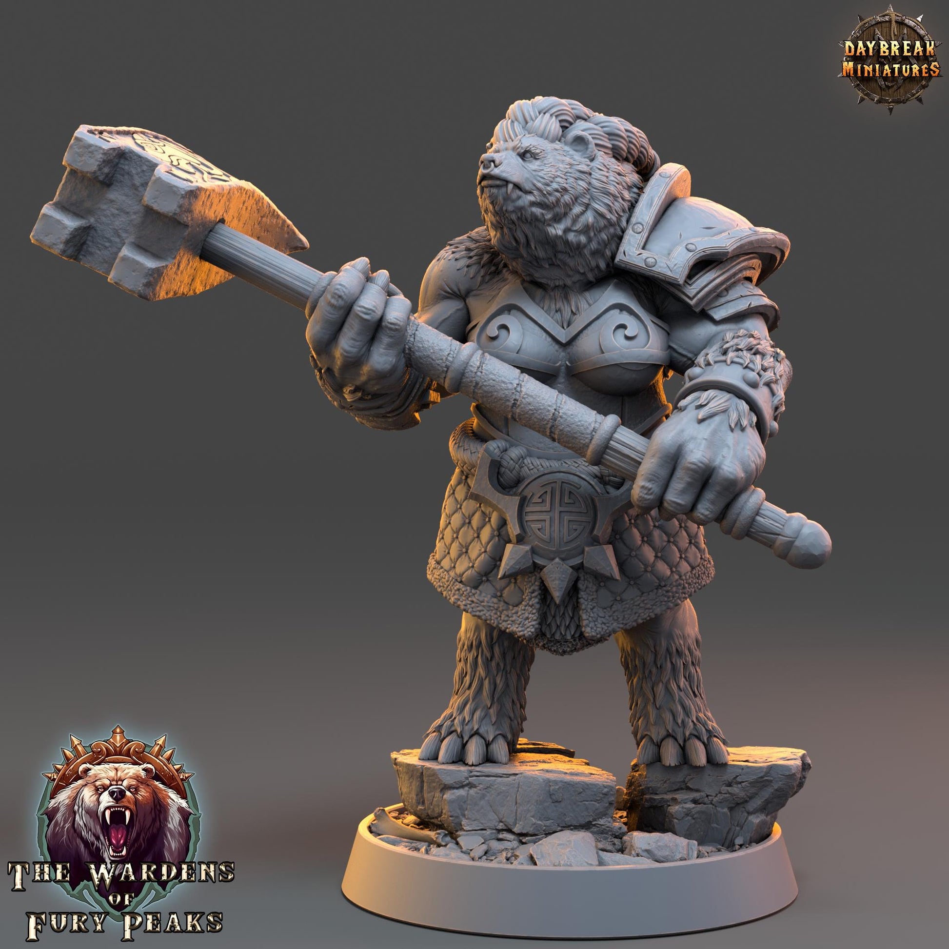 Mercoria Tenfoot | Daybreak Miniatures | Wardens of Fury Peaks | RESIN | Fantasy | Horror| Wargaming | RPG | DnD | Gaming Miniature | Ursine
