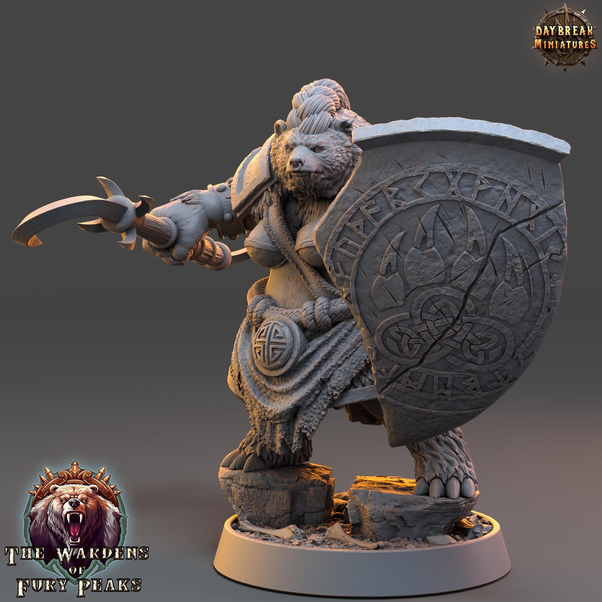 Ursulla Rammer | Daybreak Miniatures | Wardens of Fury Peaks | RESIN | Fantasy | Horror | Wargaming | RPG | DnD | Gaming Miniature | Ursine
