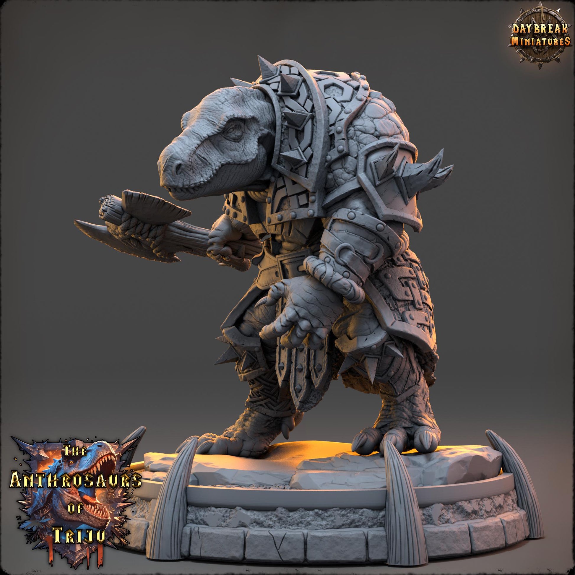 Daost Brenner | Daybreak Miniatures | Anthrosaurs of Triju | RESIN| Fantasy | Horror| Wargaming | RPG | DnD | Gaming Miniature | Dinosaur