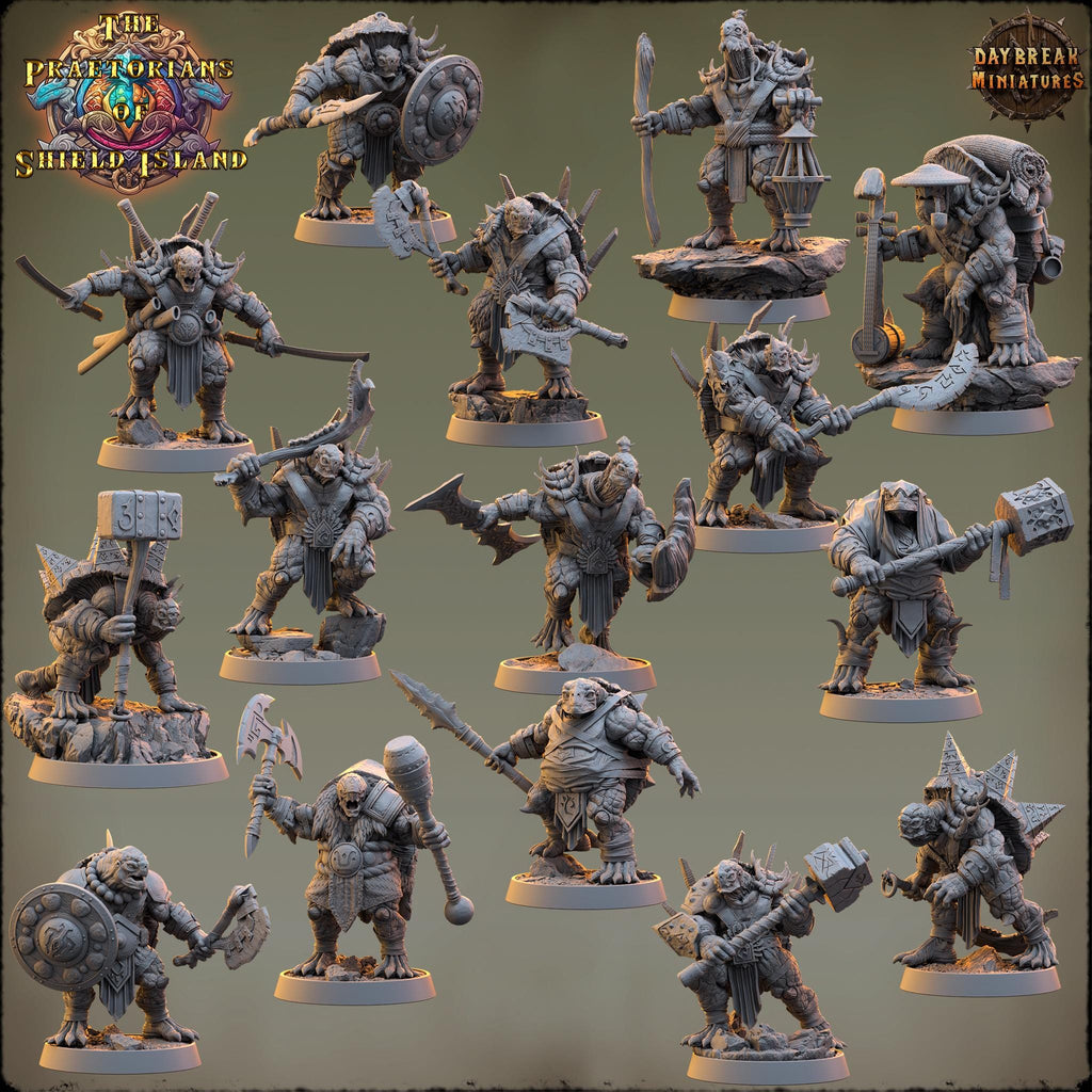The Praetorians of Shield Island Full Set | Daybreak Miniatures | RESIN | Fantasy | Wargaming | RPG | DnD | Tortles