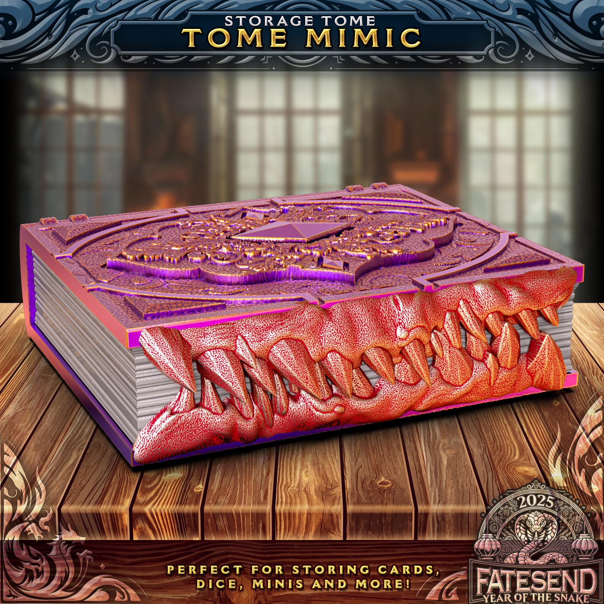 Mimic Tome - Perfect for cards, dice, and minis | Fates End | DnD | RPG | Roleplay Gaming | MTG Magic Card Box | Gamer Gift