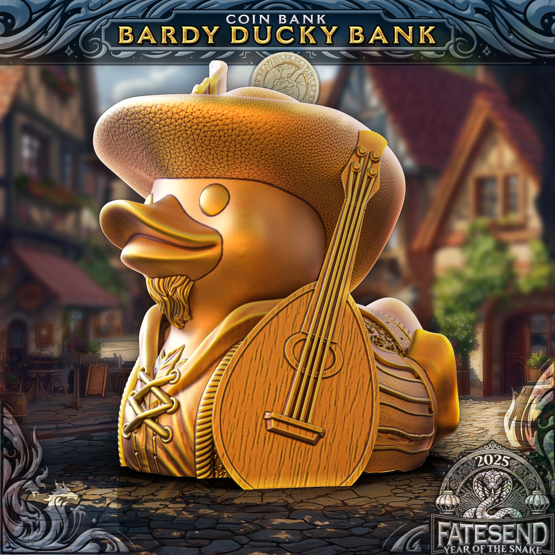 Bardy Ducky Coin Bank | Fates End | Fantasy | DnD | RPG | Roleplay Gaming | Bard Duck Piggy Bank | Gamer Gift