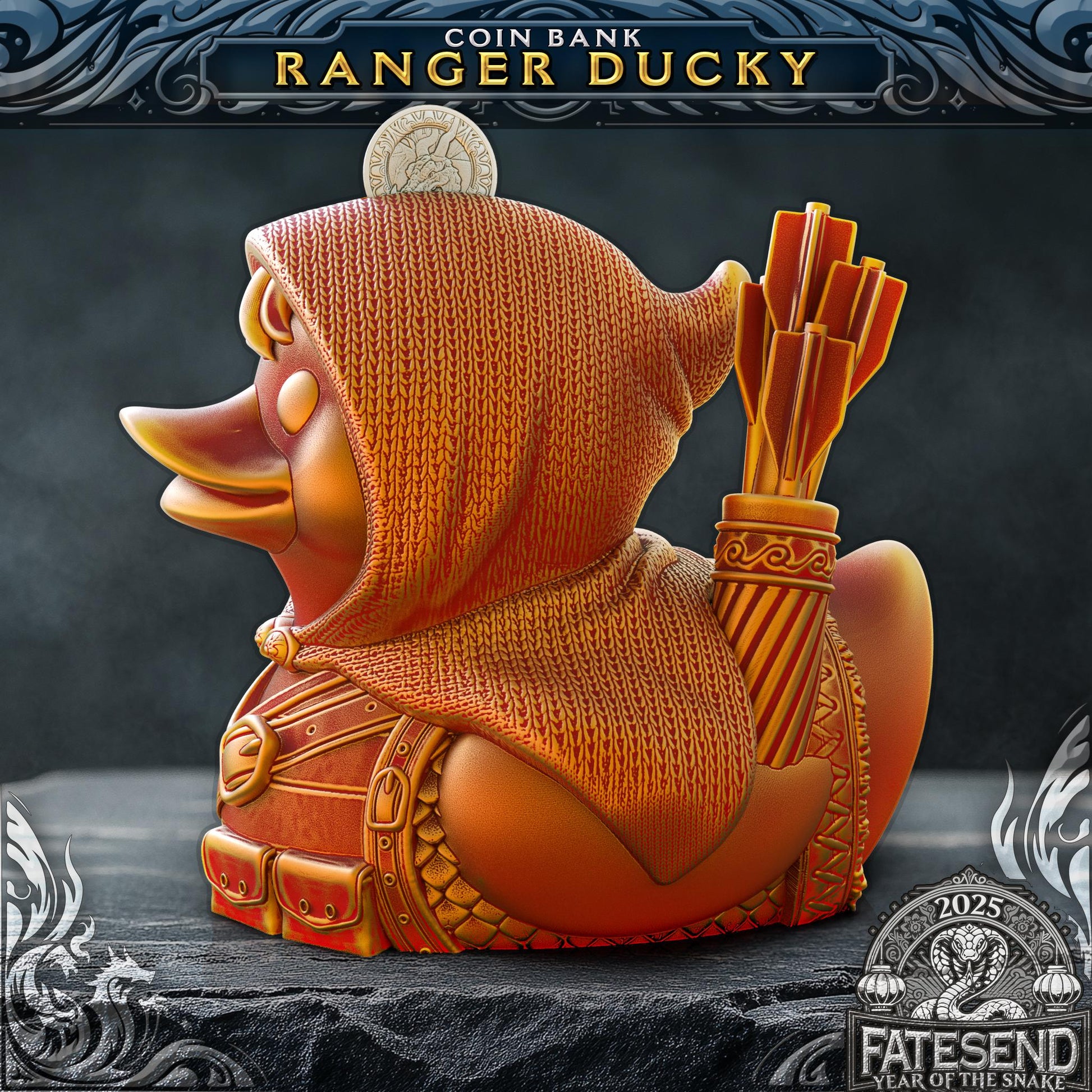 Ranger Ducky Coin Bank | Fates End | Fantasy | DnD | RPG | Roleplay Gaming | Duck Piggy Bank | Gamer Gift
