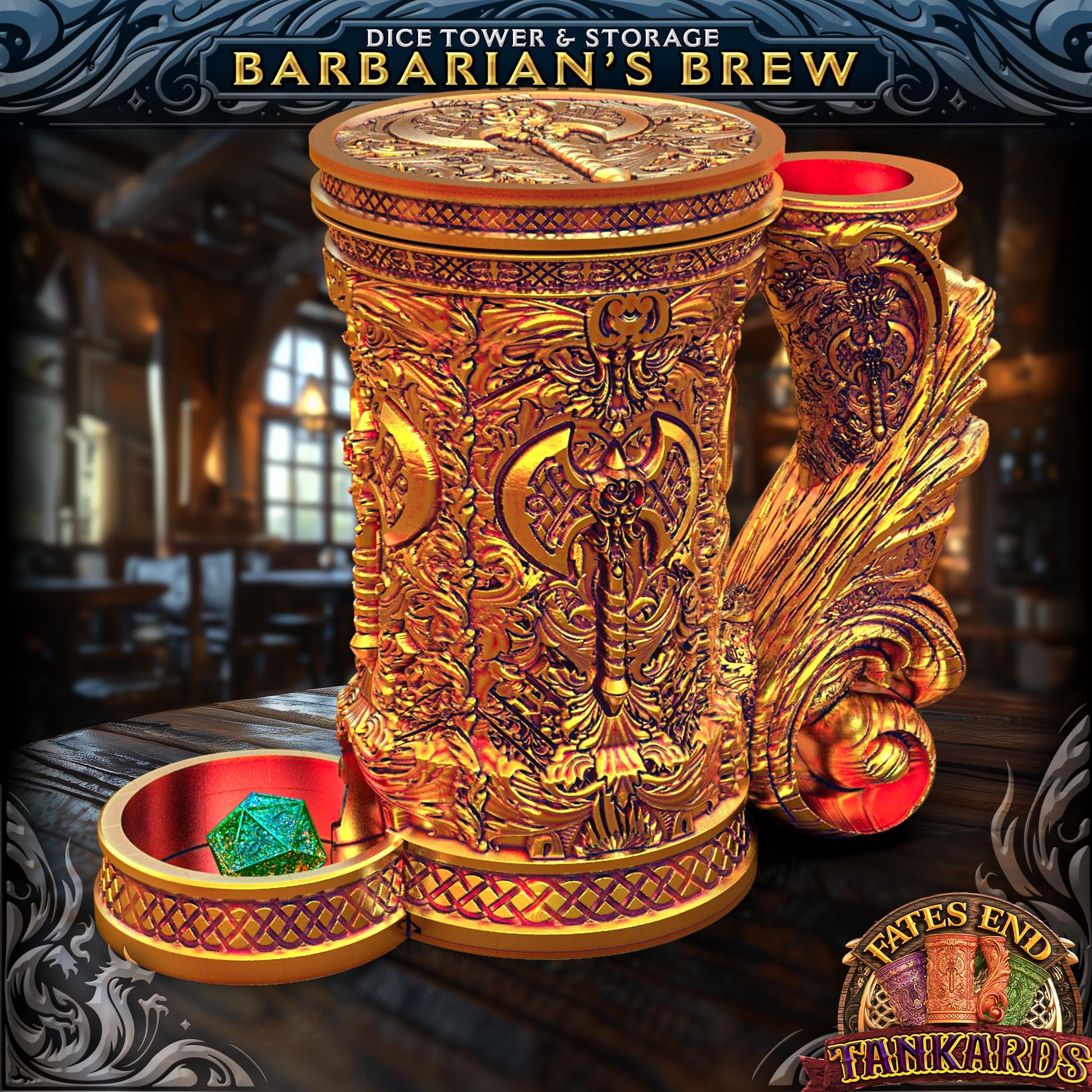 Barbarian Tankard - Can Holder Dice Tower and Dice Vault | Fates End | Roleplay Games | Gamer Gift | Mug