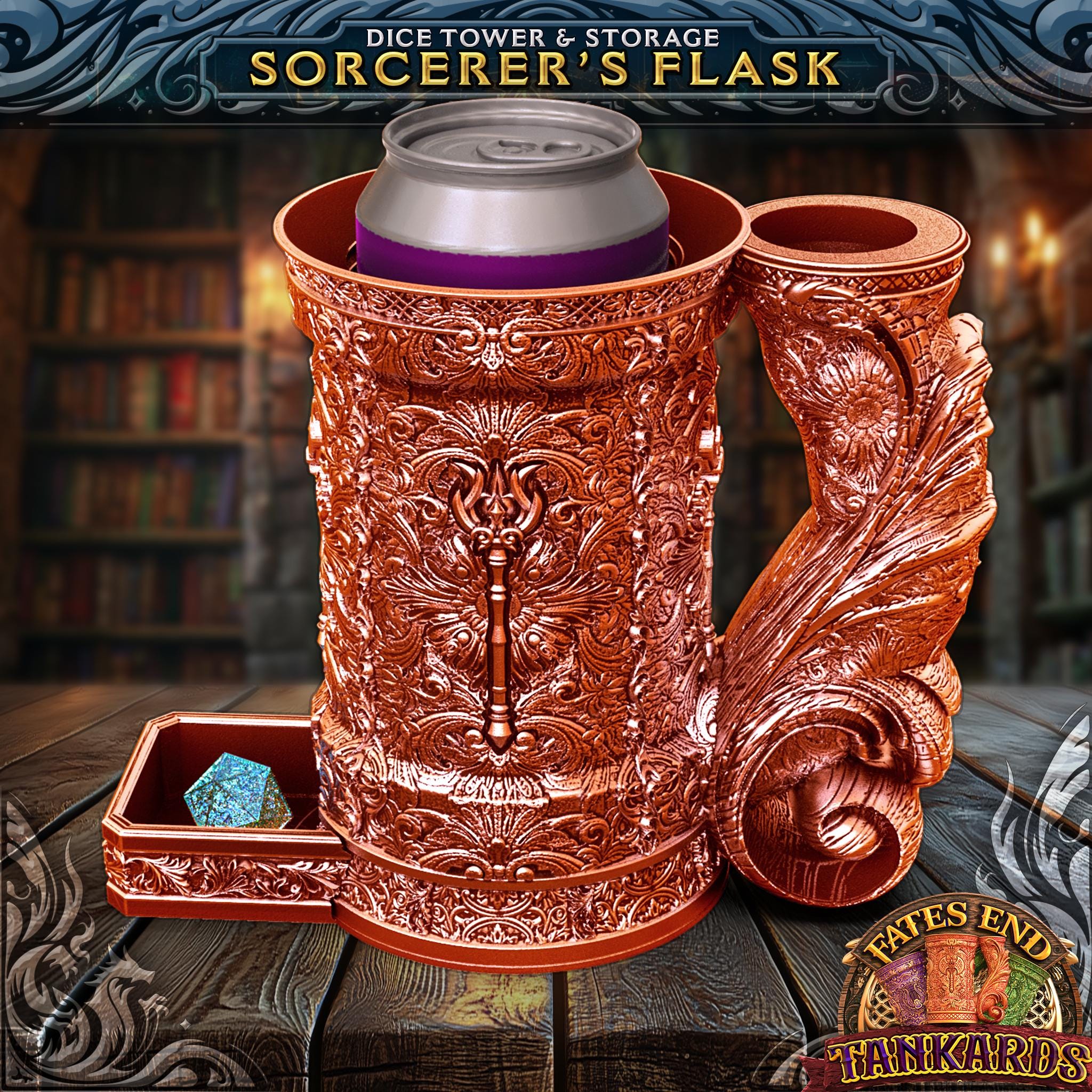 Sorcerer Tankard - Can Holder Dice Tower and Dice Vault | Fates End | Roleplay Games | Gamer Gift | Mug