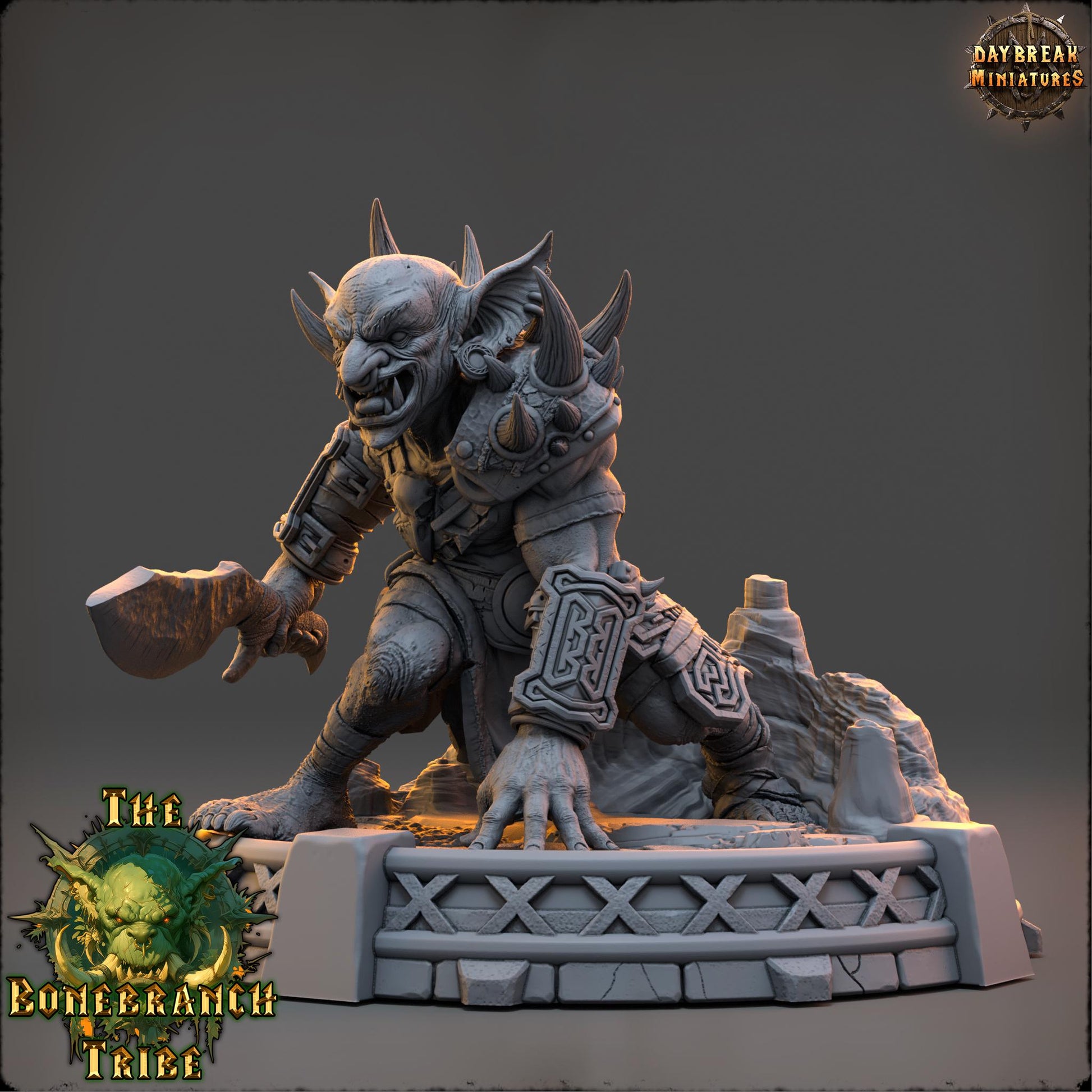 Drubz Bonefist | Daybreak Miniatures | Bonebranch Tribe | RESIN | Fantasy | Horror | Wargaming | RPG | DnD | Gaming | Goblin