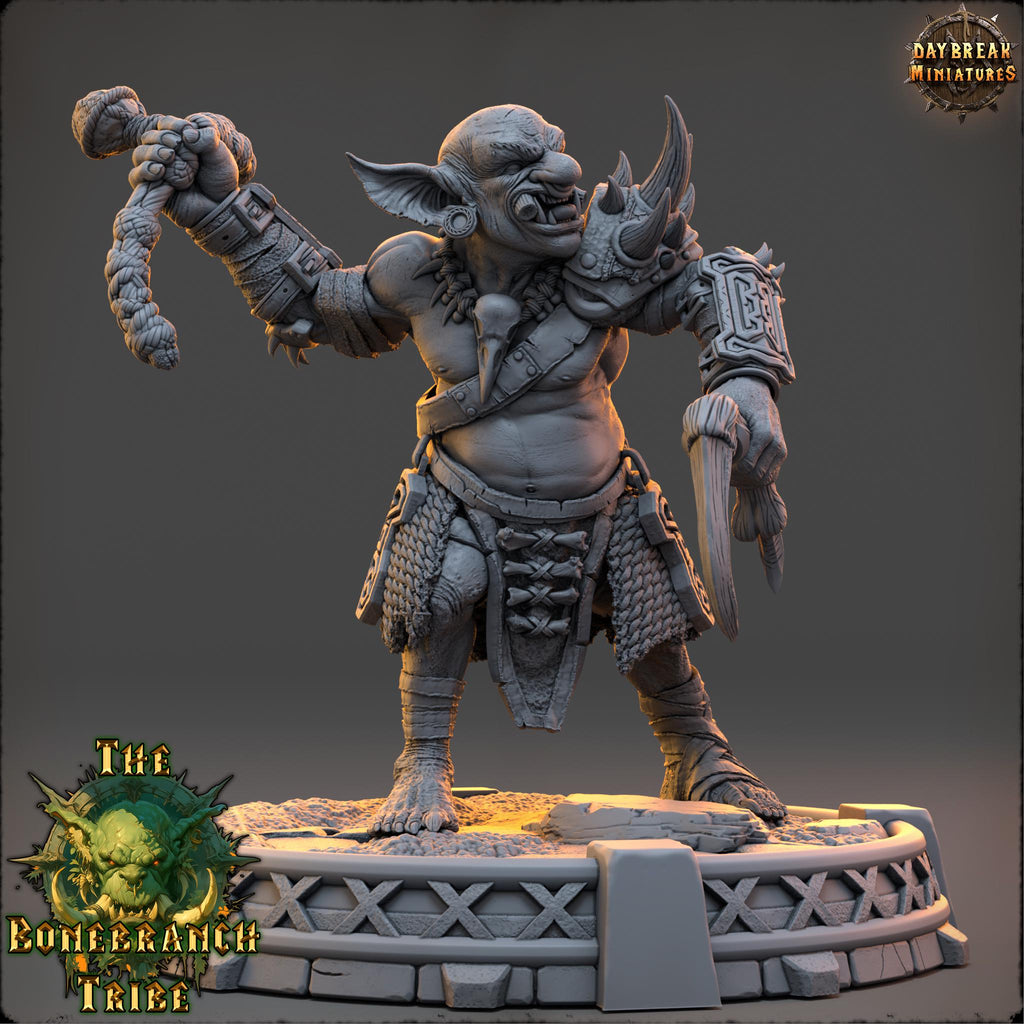 Snaggrik Cleavertooth | Daybreak Miniatures | Bonebranch Tribe | RESIN | Fantasy | Horror | Wargaming | RPG | DnD | Gaming | Goblin