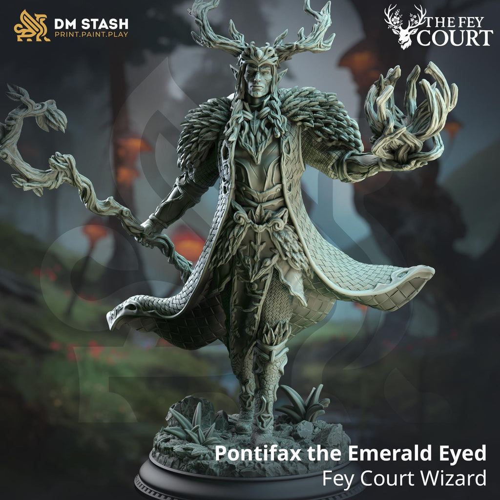 Pontifax the Emerald Eyed - Fey Court Wizard | DM Stash | The Fey Court | Fantasy | DnD | RPG |  Miniature | Character Model