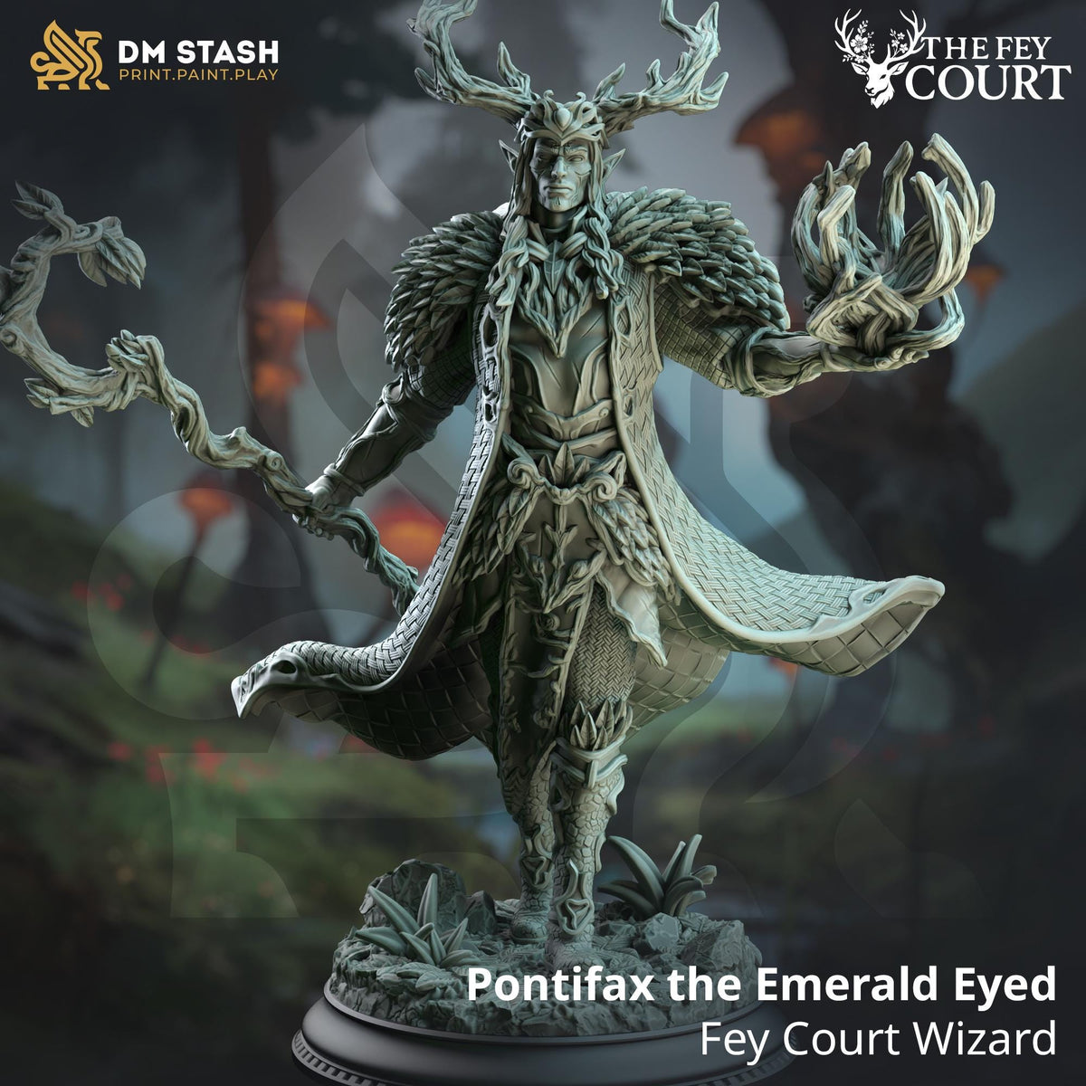 Pontifax the Emerald Eyed - Fey Court Wizard | DM Stash | The Fey Court | Fantasy | DnD | RPG |  Miniature | Character Model