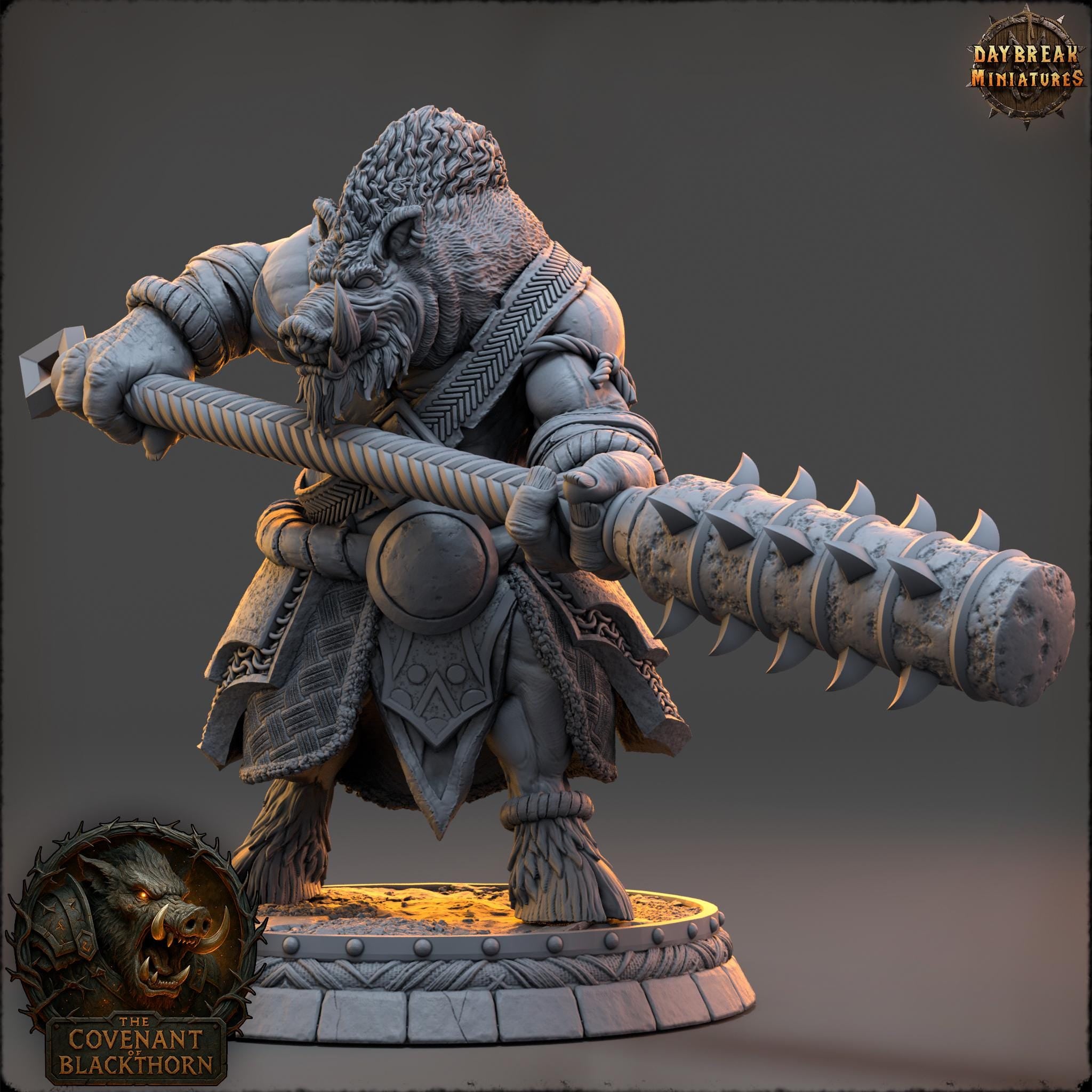 Bruth Thistlemane | Daybreak Miniatures | Covenant of Blackthorn | RESIN| Fantasy | Horror | Wargaming | RPG | DnD | Gaming Miniature | Boar