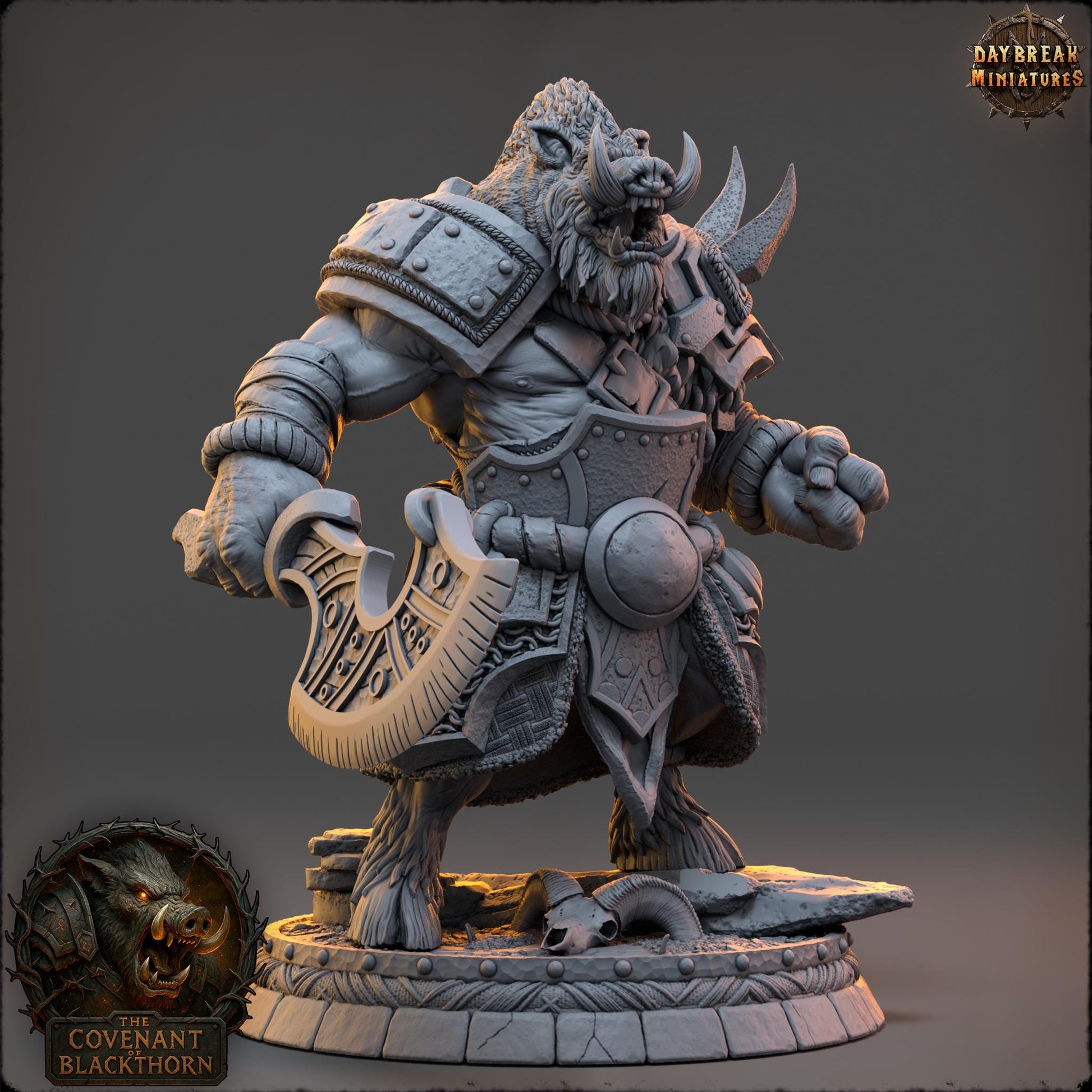 Druzz Warthide | Daybreak Miniatures | Covenant of Blackthorn | RESIN| Fantasy | Horror | Wargaming | RPG | DnD | Gaming Miniature | Boar