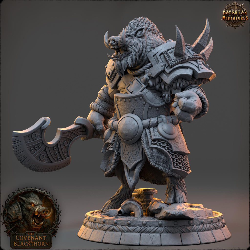 Druzz Warthide | Daybreak Miniatures | Covenant of Blackthorn | RESIN| Fantasy | Horror | Wargaming | RPG | DnD | Gaming Miniature | Boar