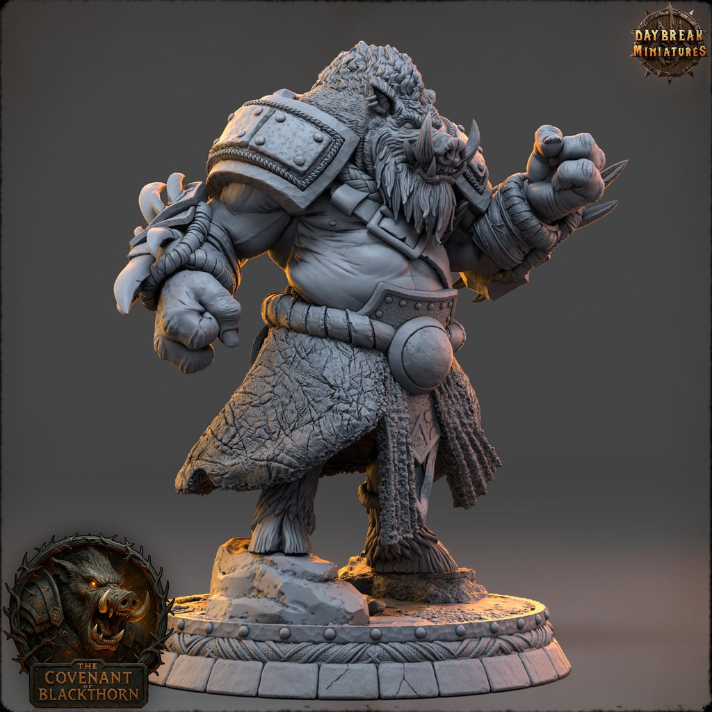 Harn Spinesnout | Daybreak Miniatures | Covenant of Blackthorn | RESIN| Fantasy | Horror | Wargaming | RPG | DnD | Gaming Miniature | Boar