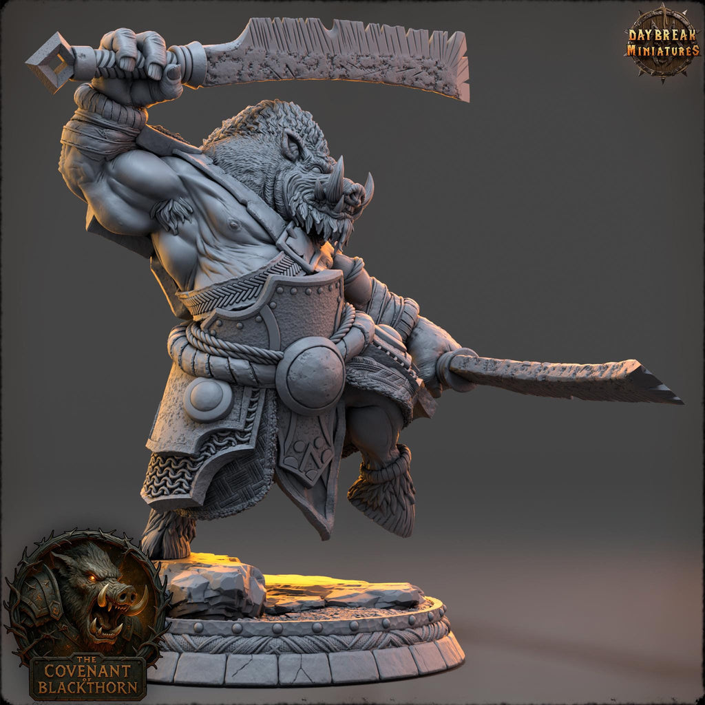 Kragg Thornbearer | Daybreak Miniatures | Covenant of Blackthorn | RESIN| Fantasy | Horror | Wargaming | RPG | DnD | Gaming Miniature | Boar