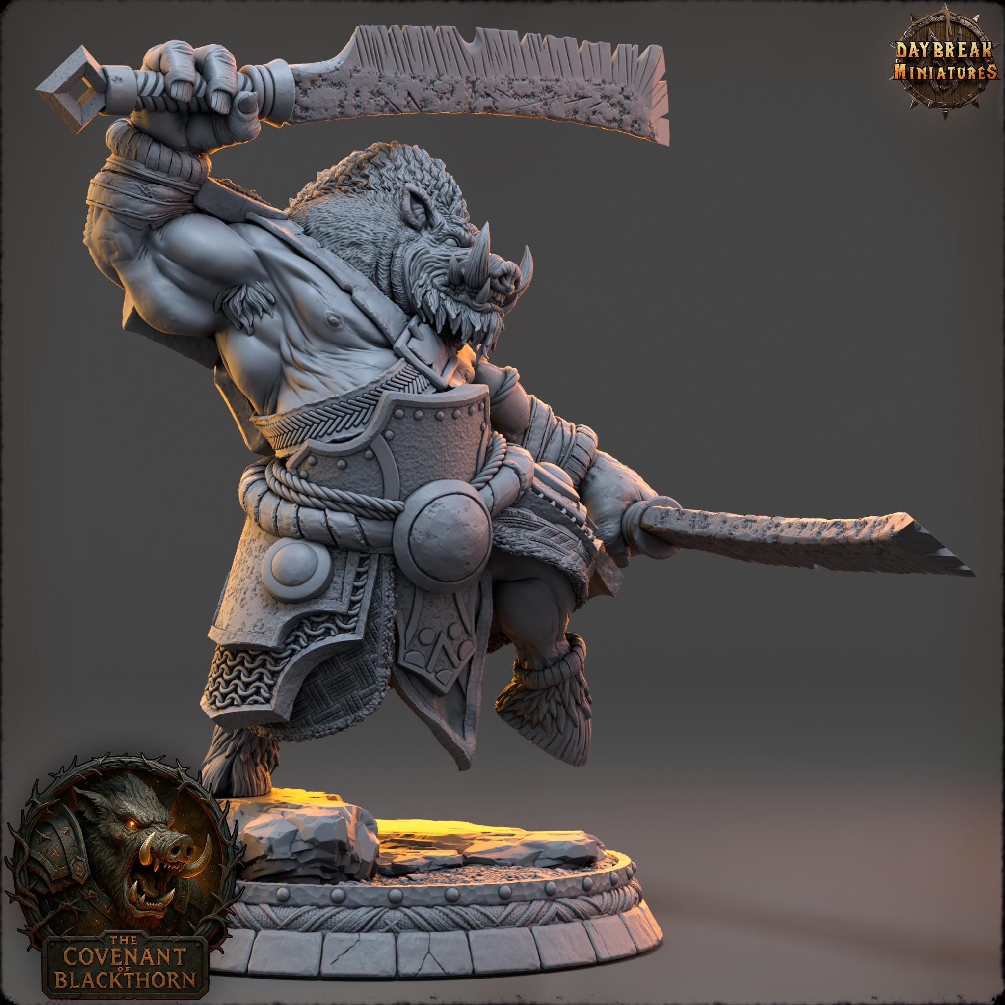 Kragg Thornbearer | Daybreak Miniatures | Covenant of Blackthorn | RESIN| Fantasy | Horror | Wargaming | RPG | DnD | Gaming Miniature | Boar