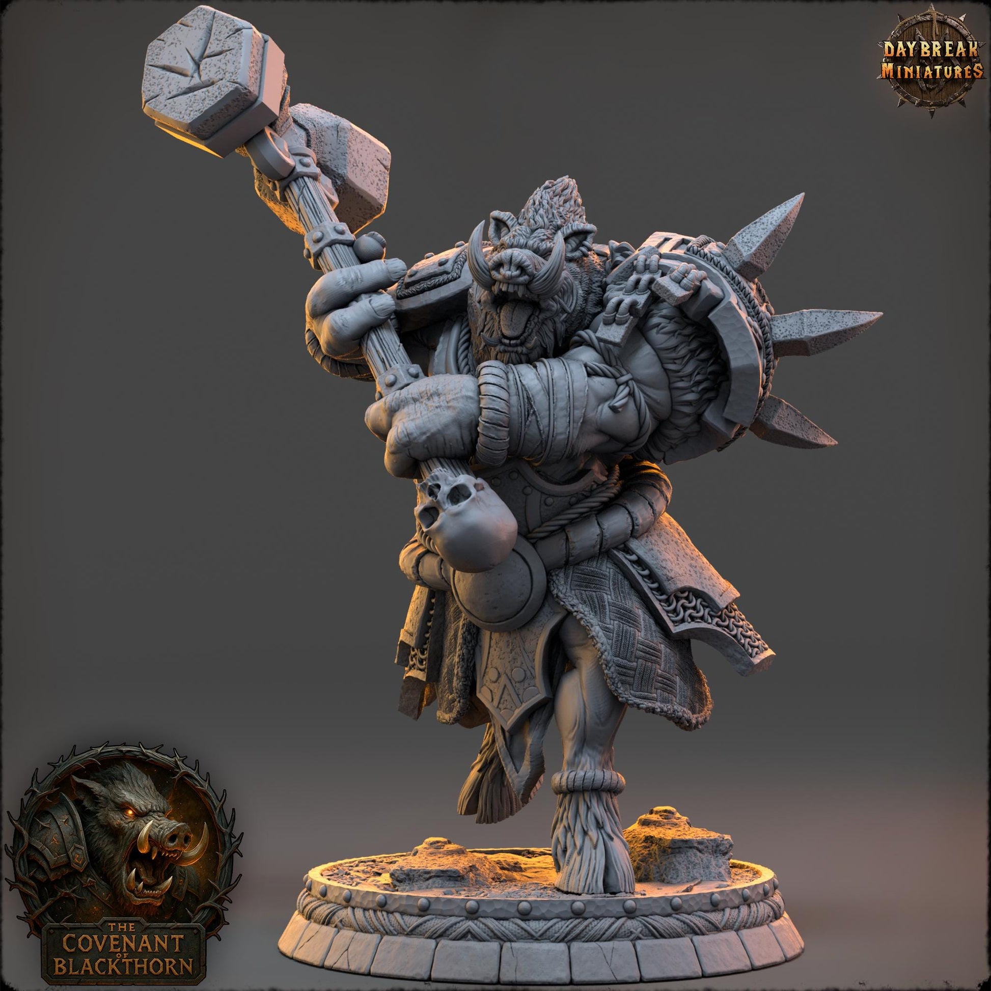 Molga Embertusk | Daybreak Miniatures | Covenant of Blackthorn | RESIN| Fantasy | Horror | Wargaming | RPG | DnD | Gaming Miniature | Boar