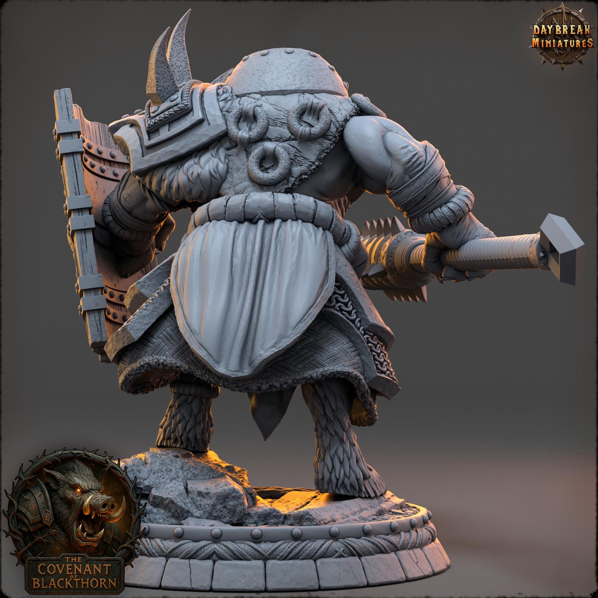 Tharna Ashgloom | Daybreak Miniatures | Covenant of Blackthorn | RESIN| Fantasy | Horror| Wargaming | RPG | DnD | Gaming Miniature | Boar