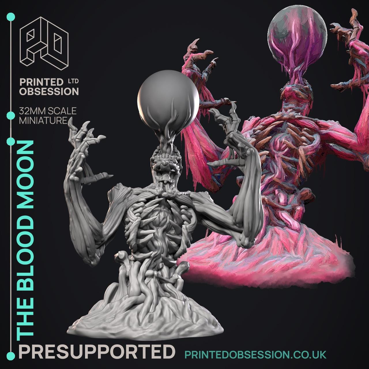 The Blood Moon | Printed Obsession | The New Flesh | Resin | Fantasy | Horror | DnD | RPG | Tabletop | Miniature | BBEG