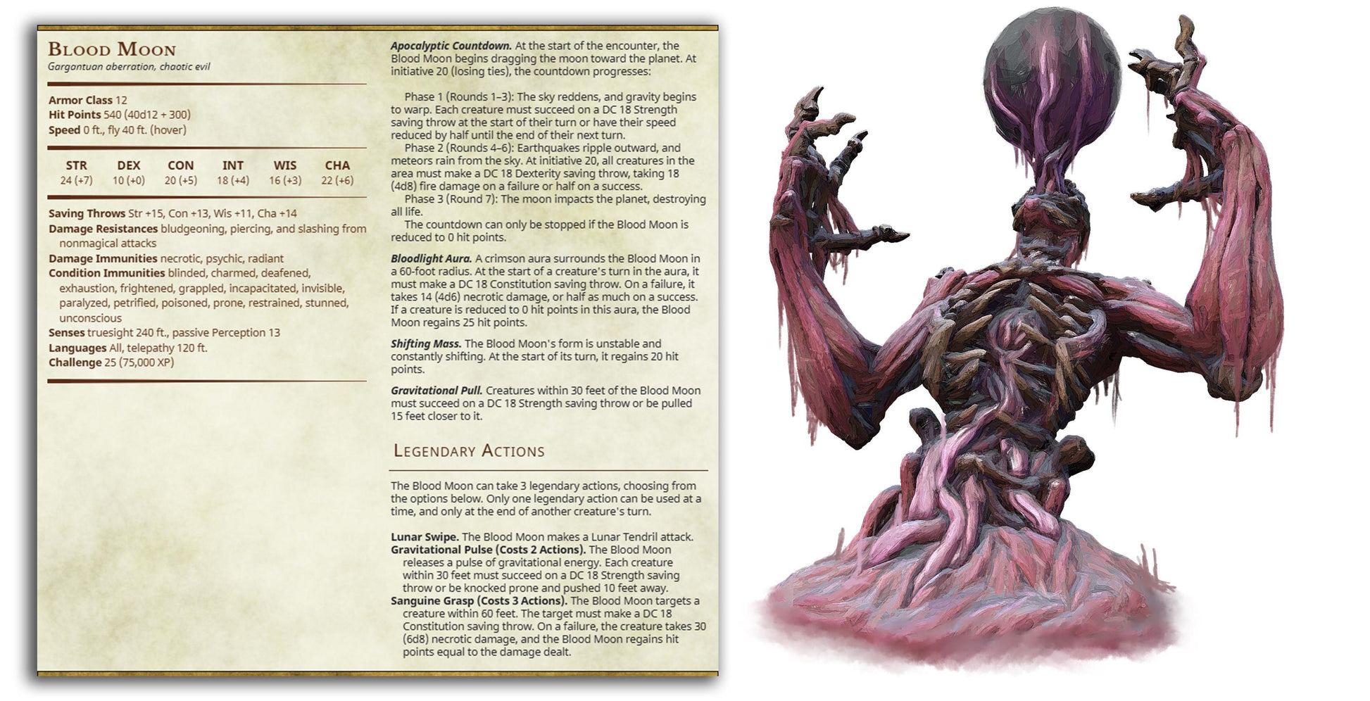 The Blood Moon | Printed Obsession | The New Flesh | Resin | Fantasy | Horror | DnD | RPG | Tabletop | Miniature | BBEG