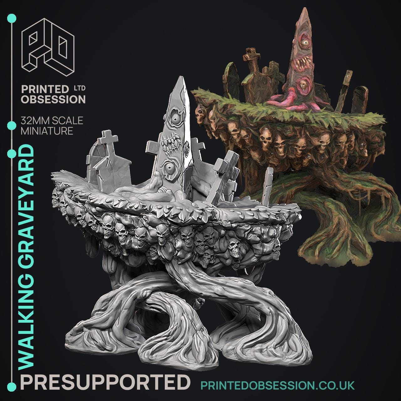 Walking Graveyard | Printed Obsession | The New Flesh | Resin | Fantasy | Horror | DnD | RPG | Tabletop | Miniature | Monster Model