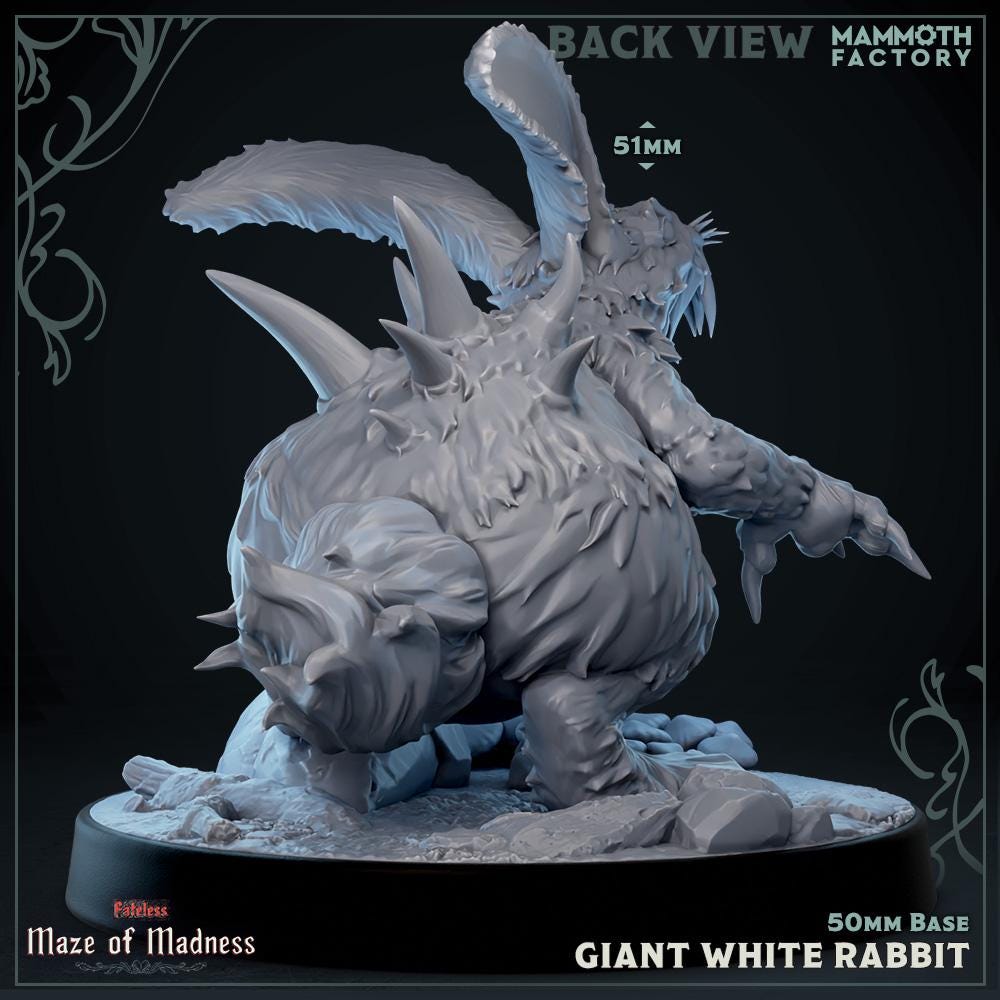 Giant White Murder Rabbit | Mammoth Factory | Maze of Madness | RESIN | Fantasy | DnD | RPG | Tabletop | Gaming Miniatures | Beast Model