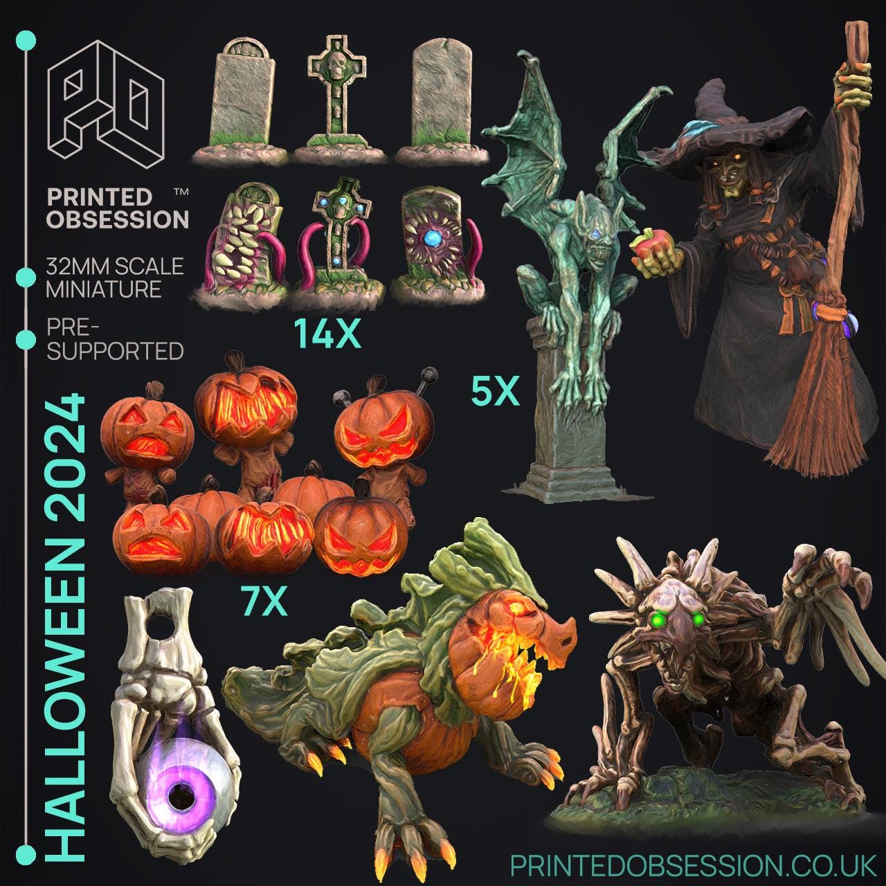 Gravestone Mimics | Printed Obsession | Halloween Collection | Resin | Fantasy | Horror | DnD | RPG | Tabletop | Miniature | Character Model