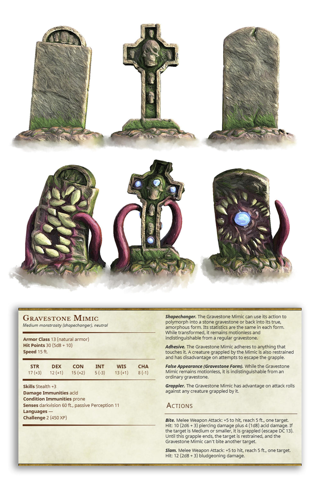 Gravestone Mimics | Printed Obsession | Halloween Collection | Resin | Fantasy | Horror | DnD | RPG | Tabletop | Miniature | Character Model
