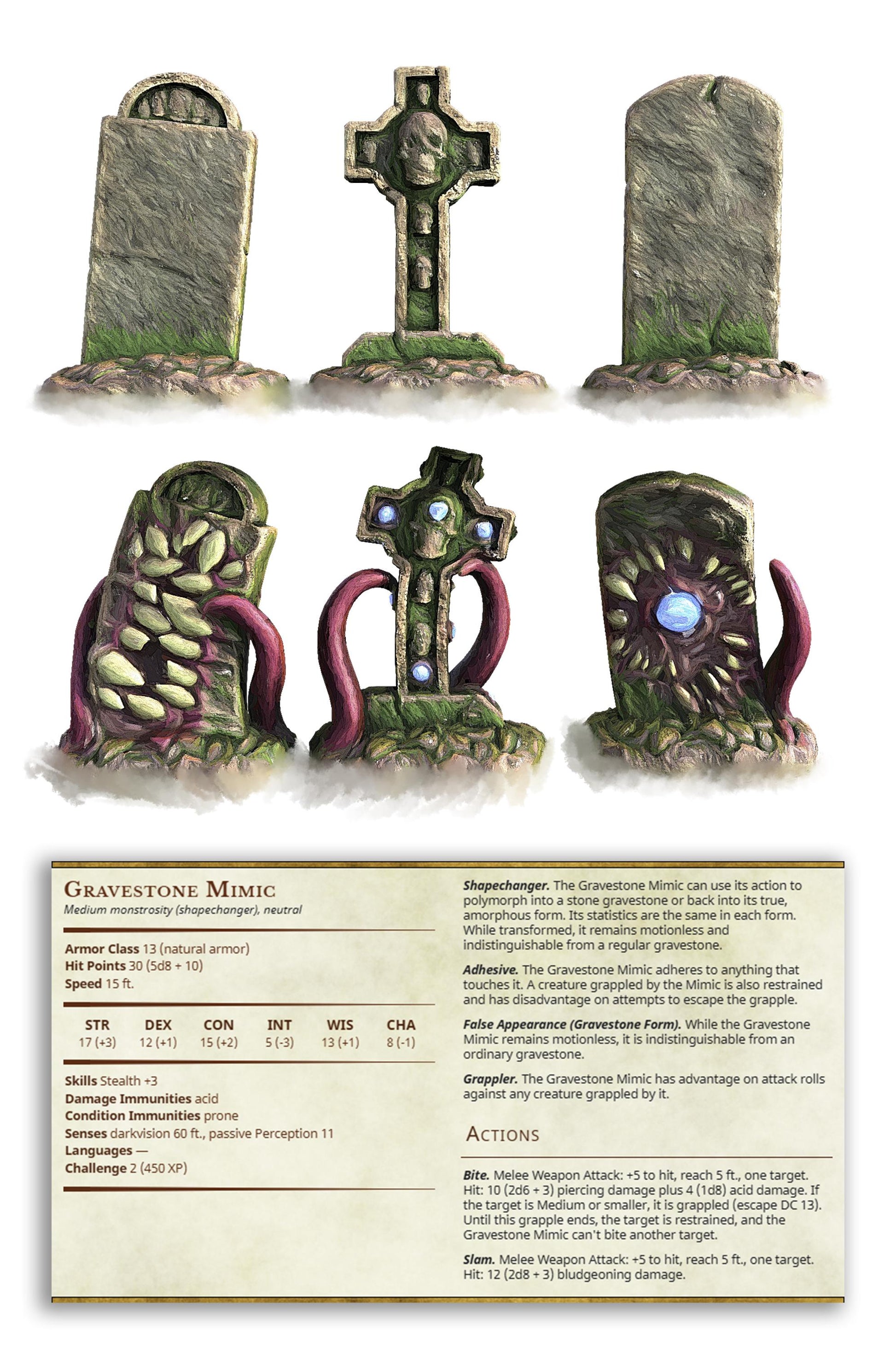 Gravestone Mimics | Printed Obsession | Halloween Collection | Resin | Fantasy | Horror | DnD | RPG | Tabletop | Miniature | Character Model