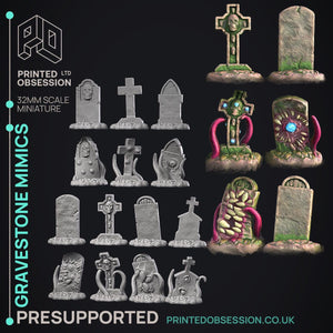 Gravestone Mimics | Printed Obsession | Halloween Collection | Resin | Fantasy | Horror | DnD | RPG | Tabletop | Miniature | Character Model