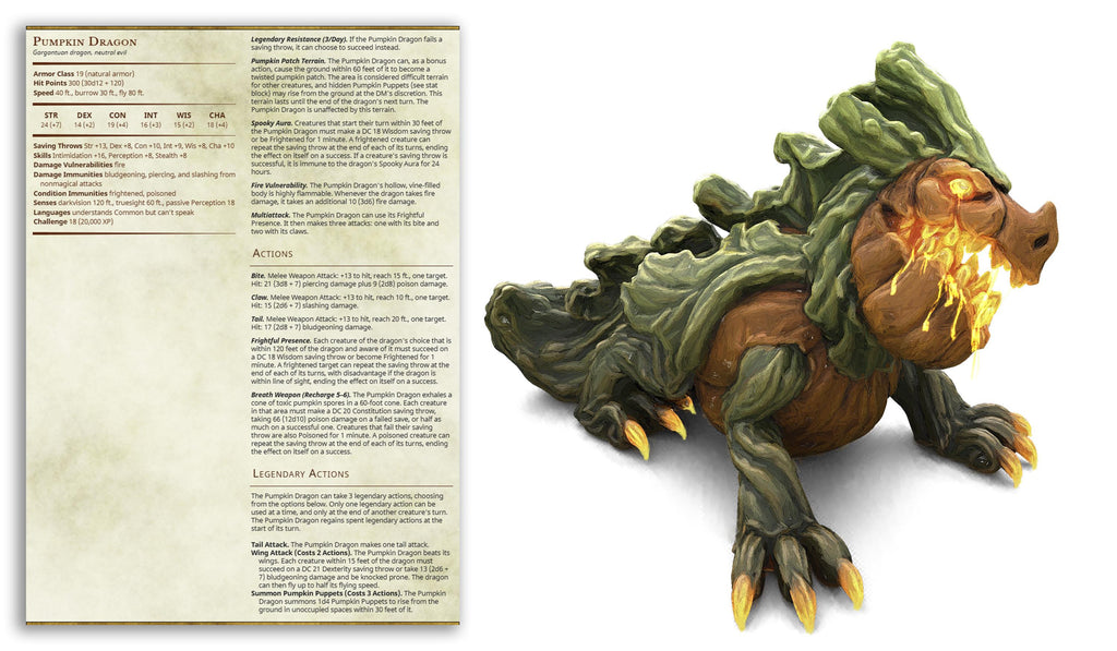 Pumpkin Dragon | Printed Obsession | Halloween Collection | Resin | Fantasy | Horror | DnD | RPG | Tabletop | Miniature | Monster Model