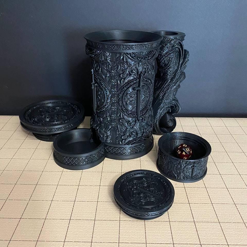 Death Magic Tankard - Can Holder Dice Tower and Dice Vault | Fates End | Roleplay Games | Gamer Gift | Mug