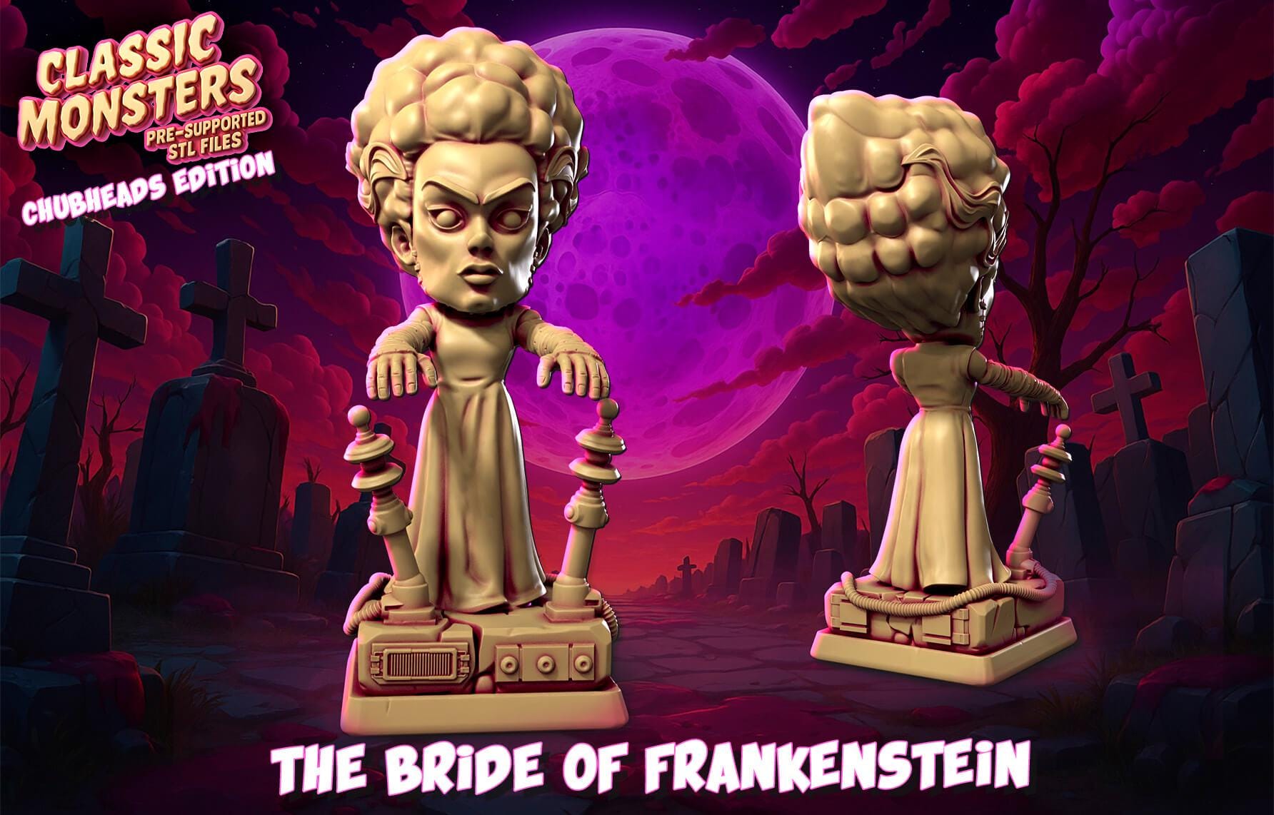 Bride of Frankenstein | Heroes N Beasts | RESIN | Chubheads Edition Classic Monsters | DnD | RPG Tabletop | Miniature | Movie Monster