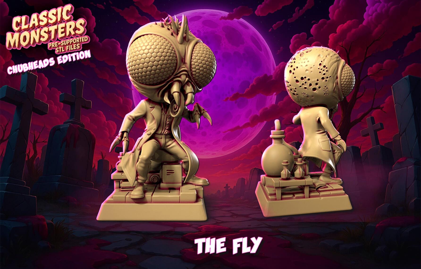 The Fly | Heroes N Beasts | RESIN | Chubheads Edition Classic Monsters | DnD | RPG Tabletop | Miniature | Movie Monster