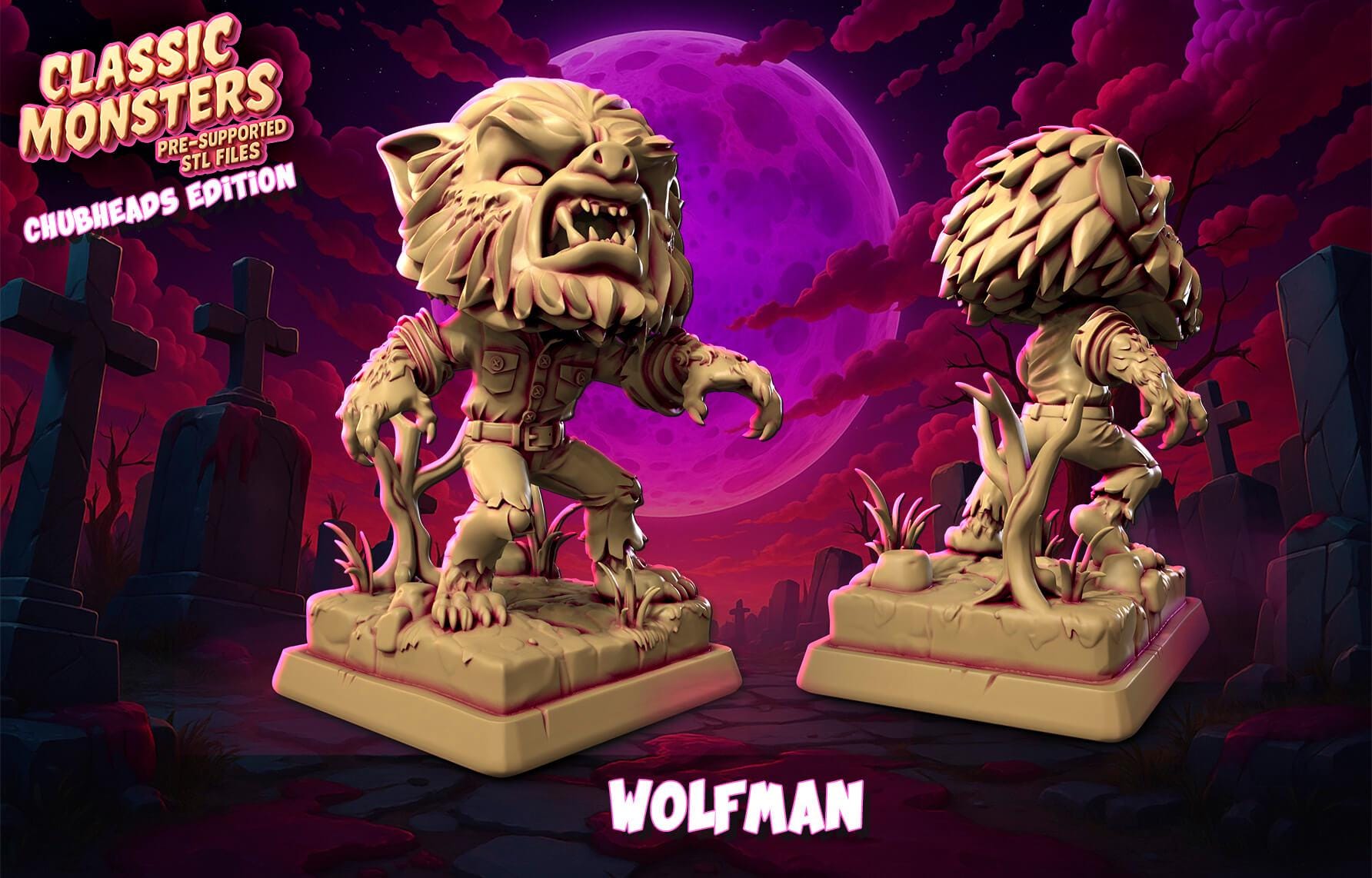 The Wolfman | Heroes N Beasts | RESIN | Chubheads Edition Classic Monsters | DnD | RPG Tabletop | Miniature | Movie Monster