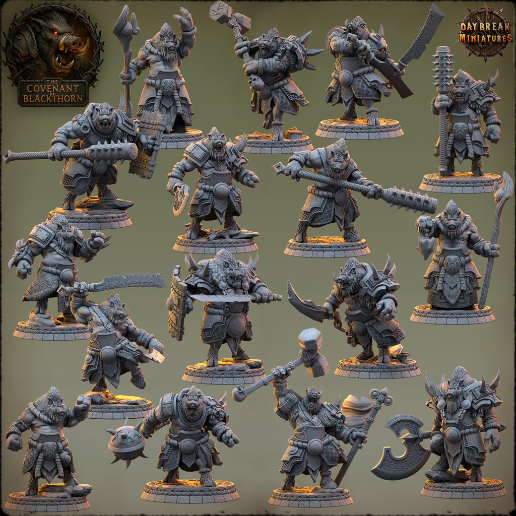 Tharna Ashgloom | Daybreak Miniatures | Covenant of Blackthorn | RESIN| Fantasy | Horror| Wargaming | RPG | DnD | Gaming Miniature | Boar