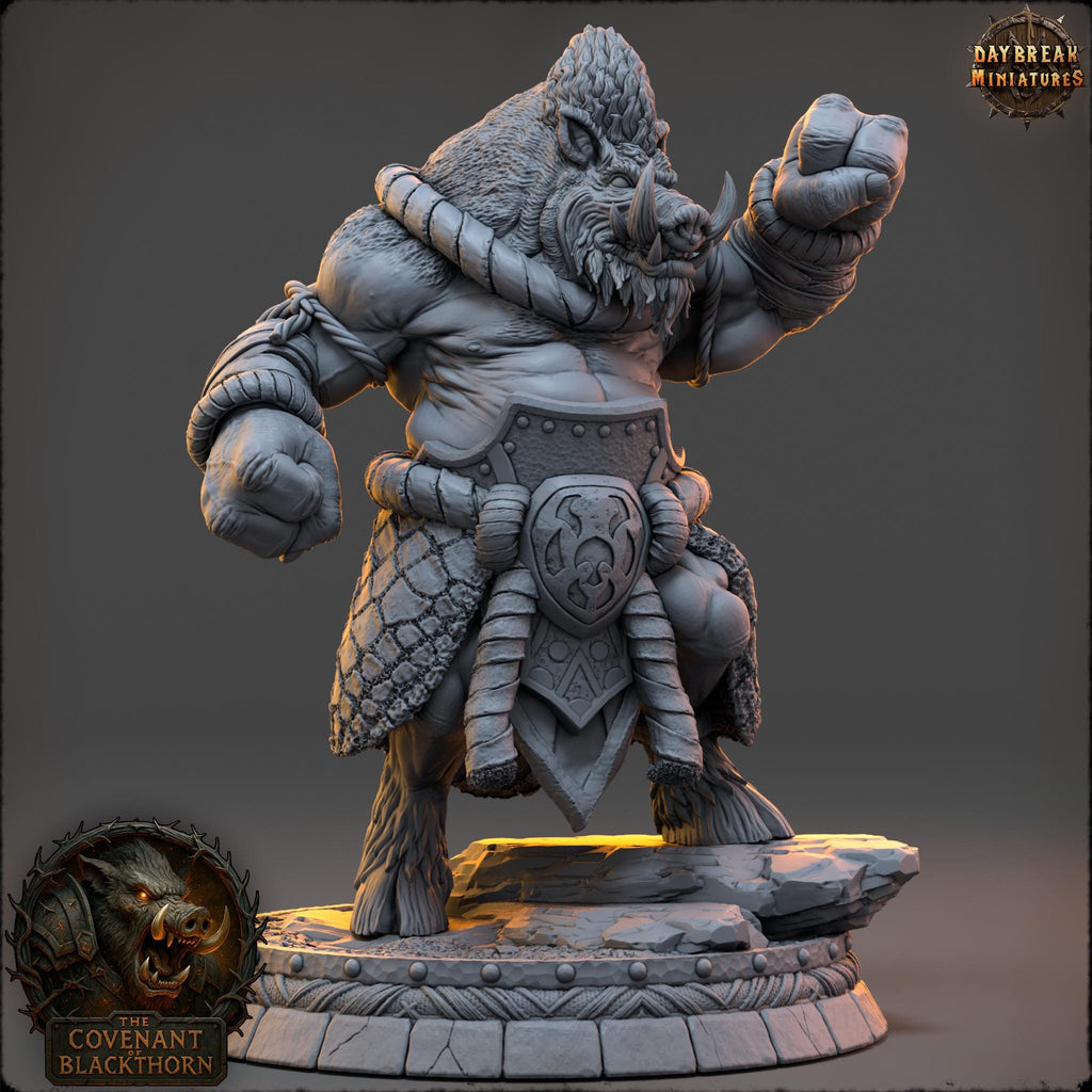 Grothar Rootsworn | Daybreak Miniatures | Covenant of Blackthorn | RESIN| Fantasy | Horror | Wargaming | RPG | DnD | Gaming Miniature | Boar