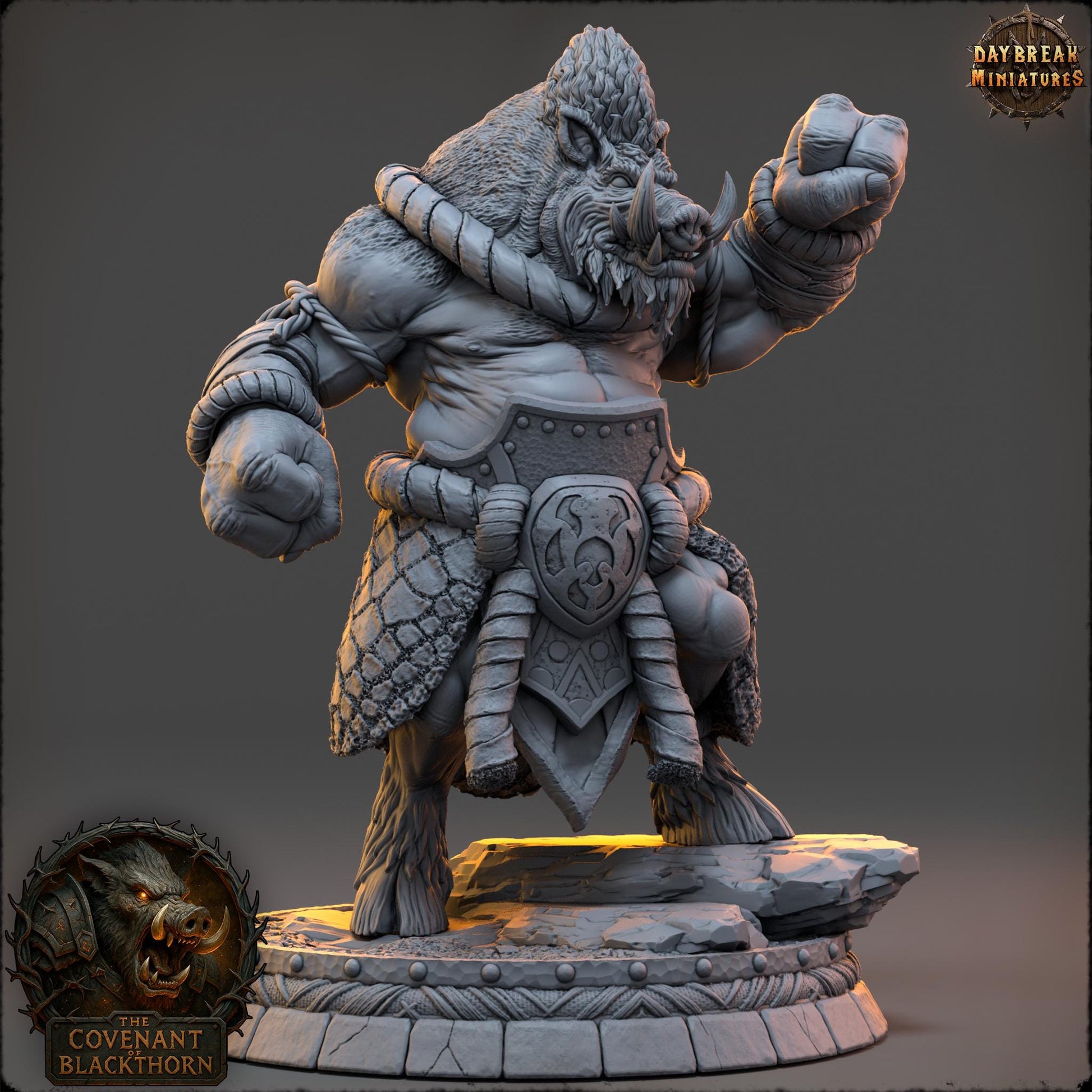Grothar Rootsworn | Daybreak Miniatures | Covenant of Blackthorn | RESIN| Fantasy | Horror | Wargaming | RPG | DnD | Gaming Miniature | Boar