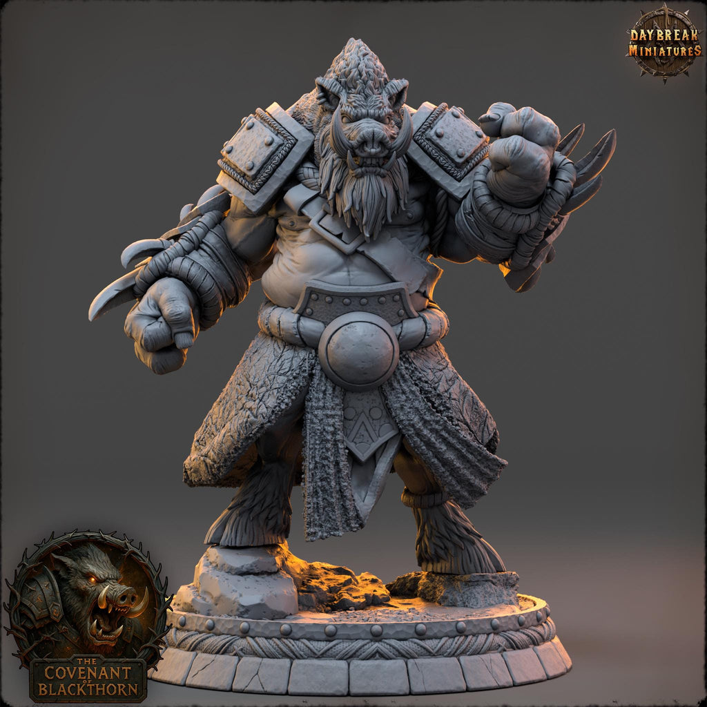Harn Spinesnout | Daybreak Miniatures | Covenant of Blackthorn | RESIN| Fantasy | Horror | Wargaming | RPG | DnD | Gaming Miniature | Boar