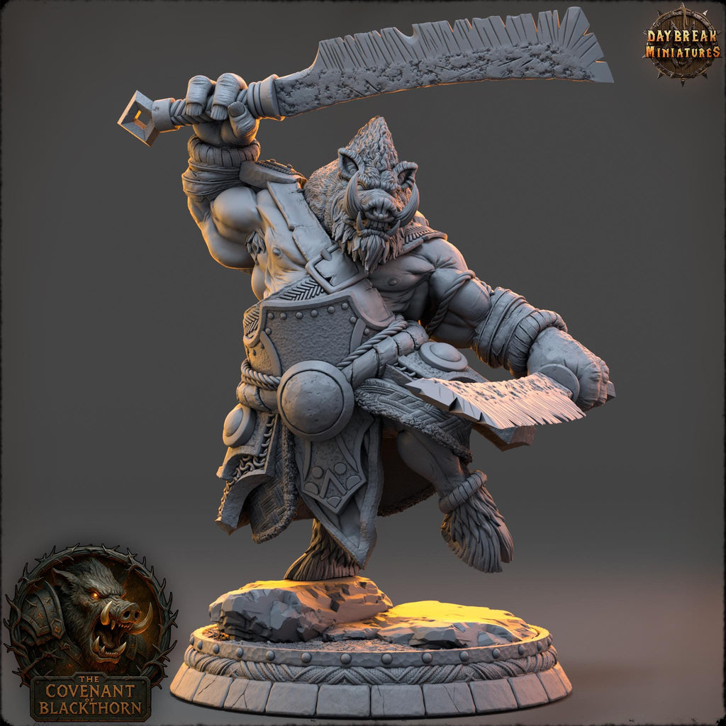Kragg Thornbearer | Daybreak Miniatures | Covenant of Blackthorn | RESIN| Fantasy | Horror | Wargaming | RPG | DnD | Gaming Miniature | Boar